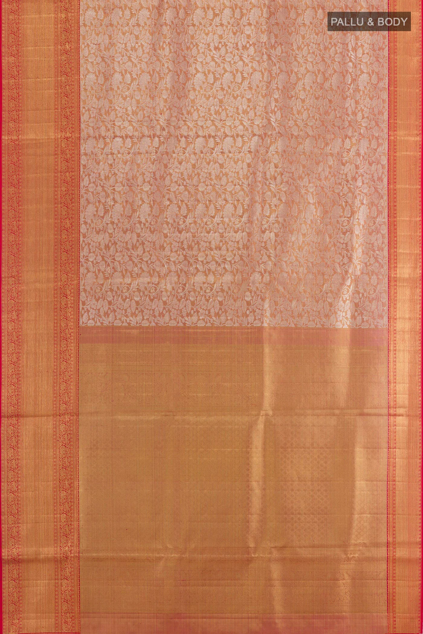 Golden Dual Tone Kanjivaram Tissue Silk Saree - Image 5