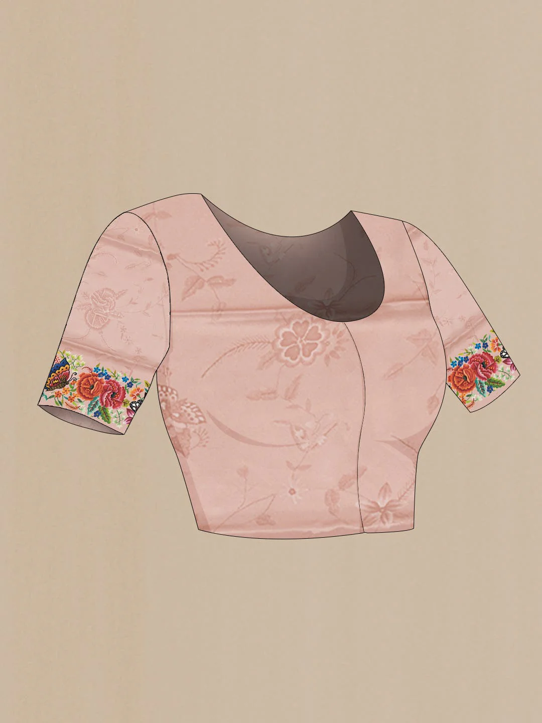 Rose Gold Satin Crepe Saree - Image 4