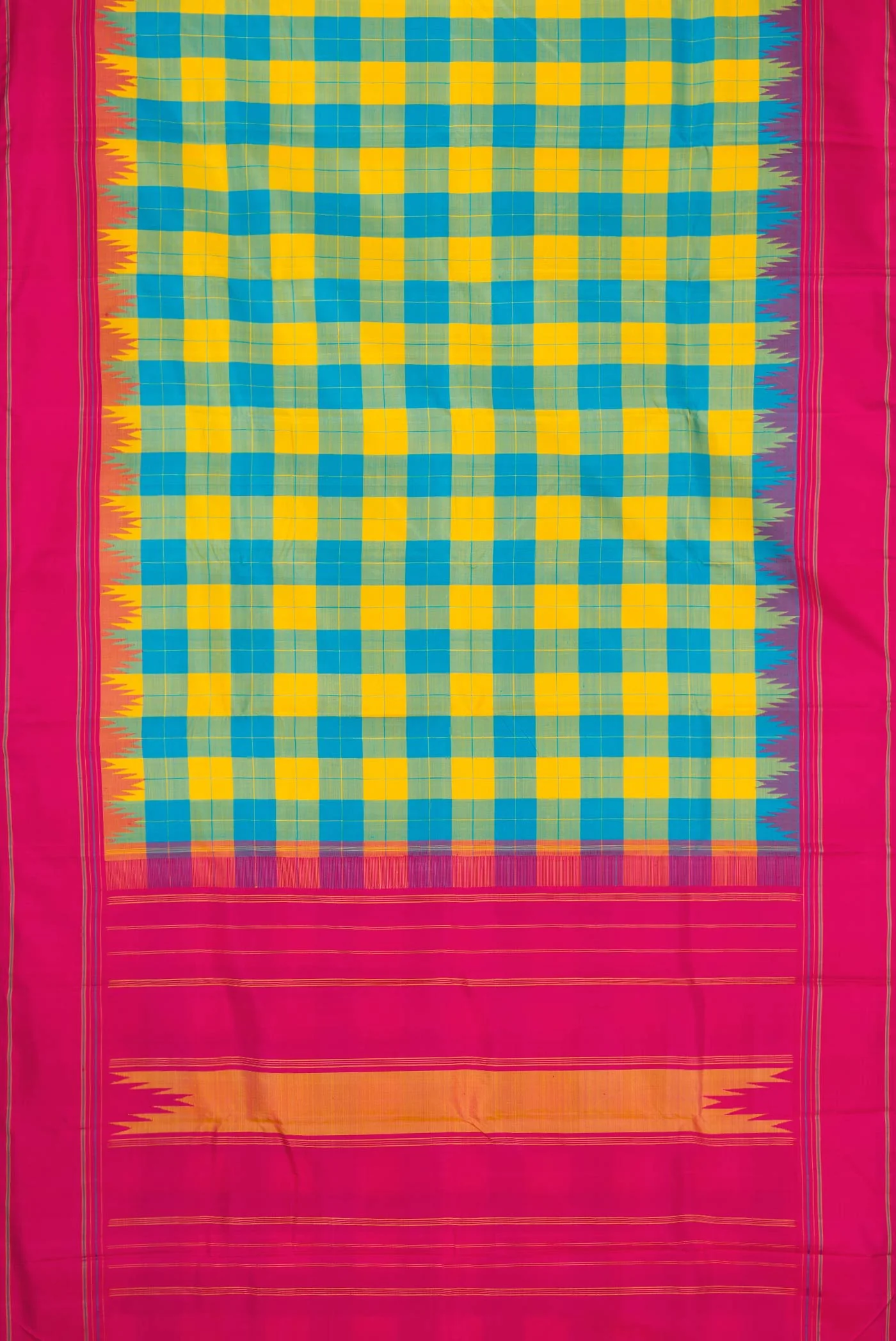 Green and Yellow Color Kanchipuram Silk Saree - Image 6