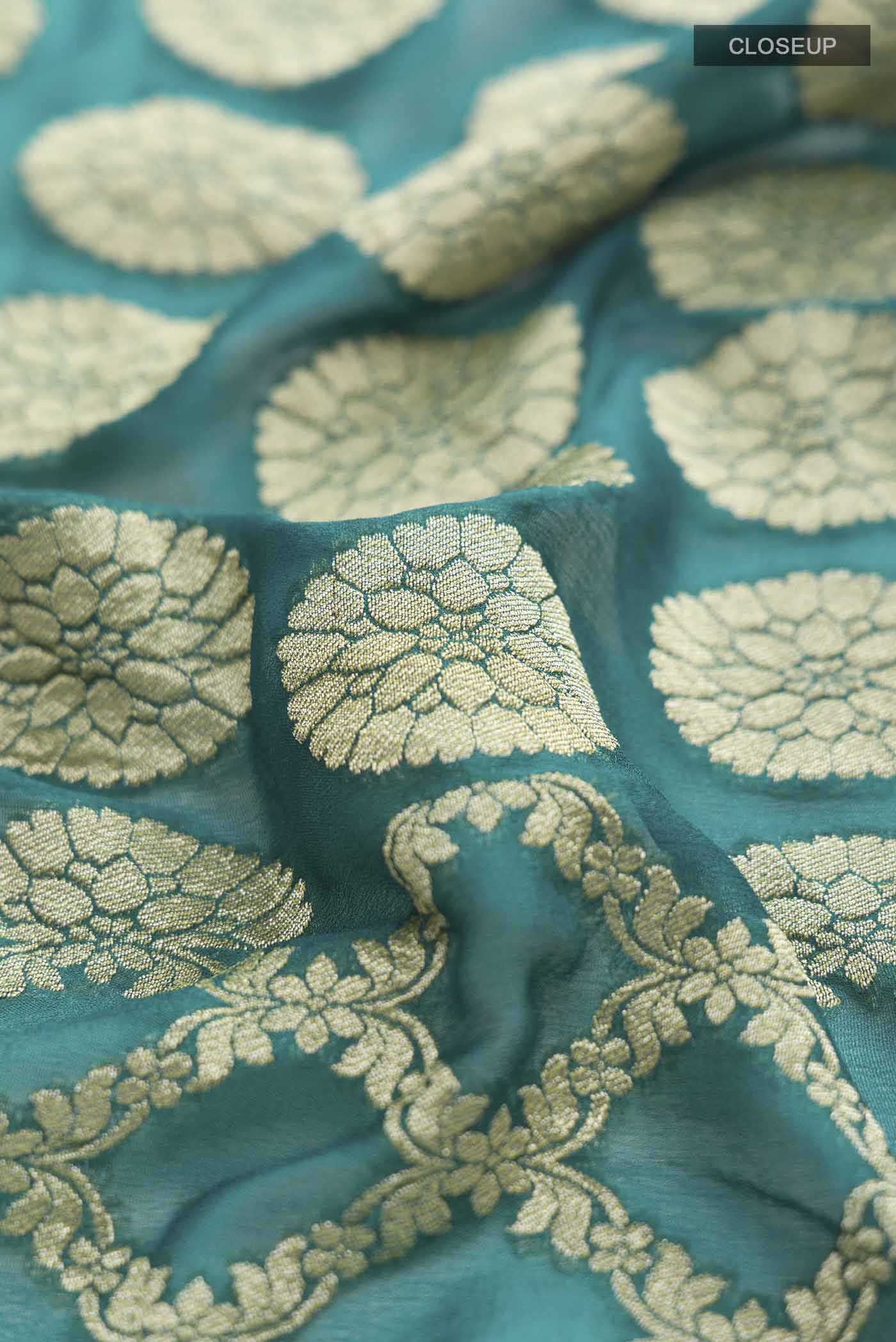Green Banarasi Georgette Saree - Image 2