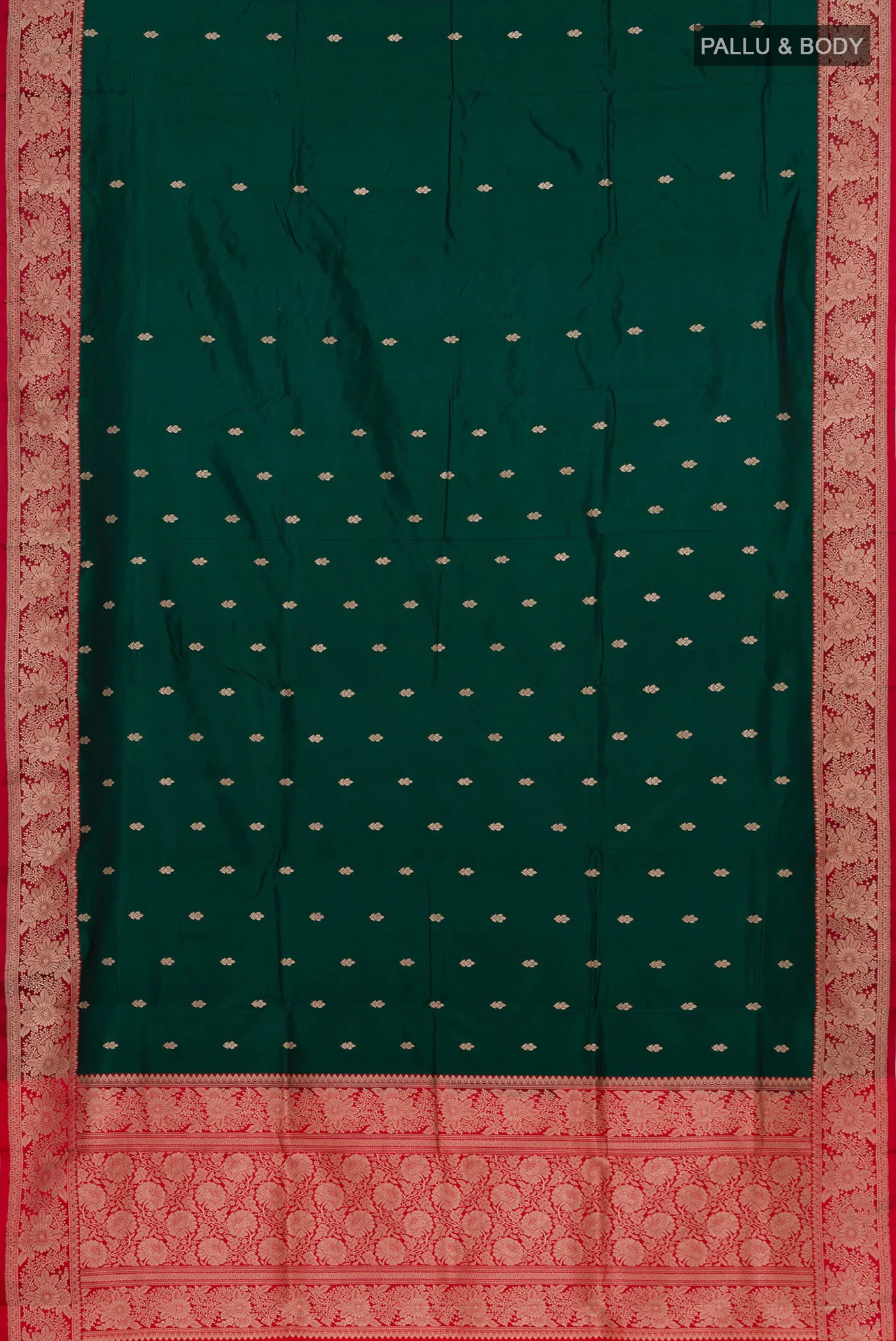 Bottle Green Banarasi Katan Silk Saree - Image 5
