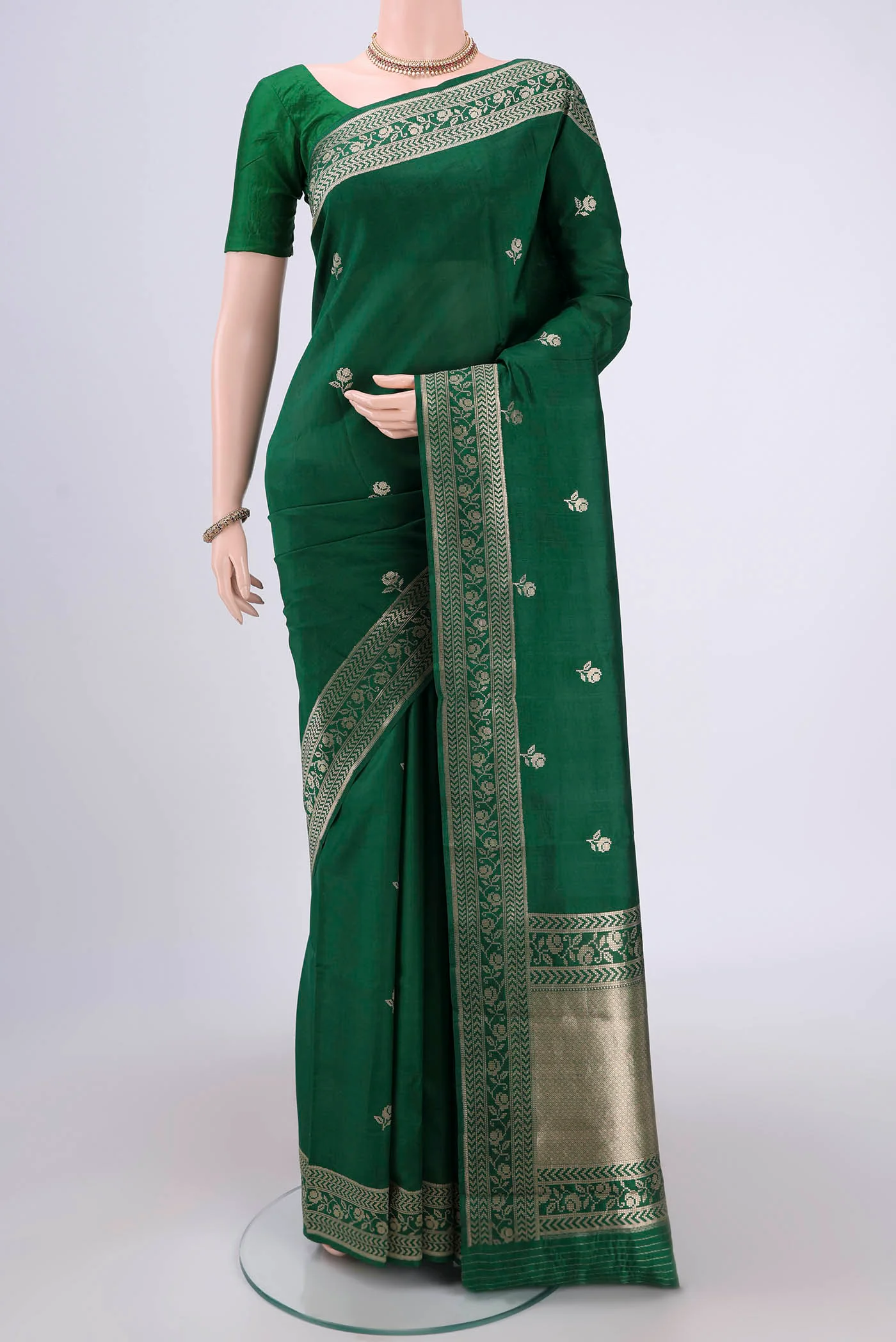Green Banarasi Katan Silk Saree