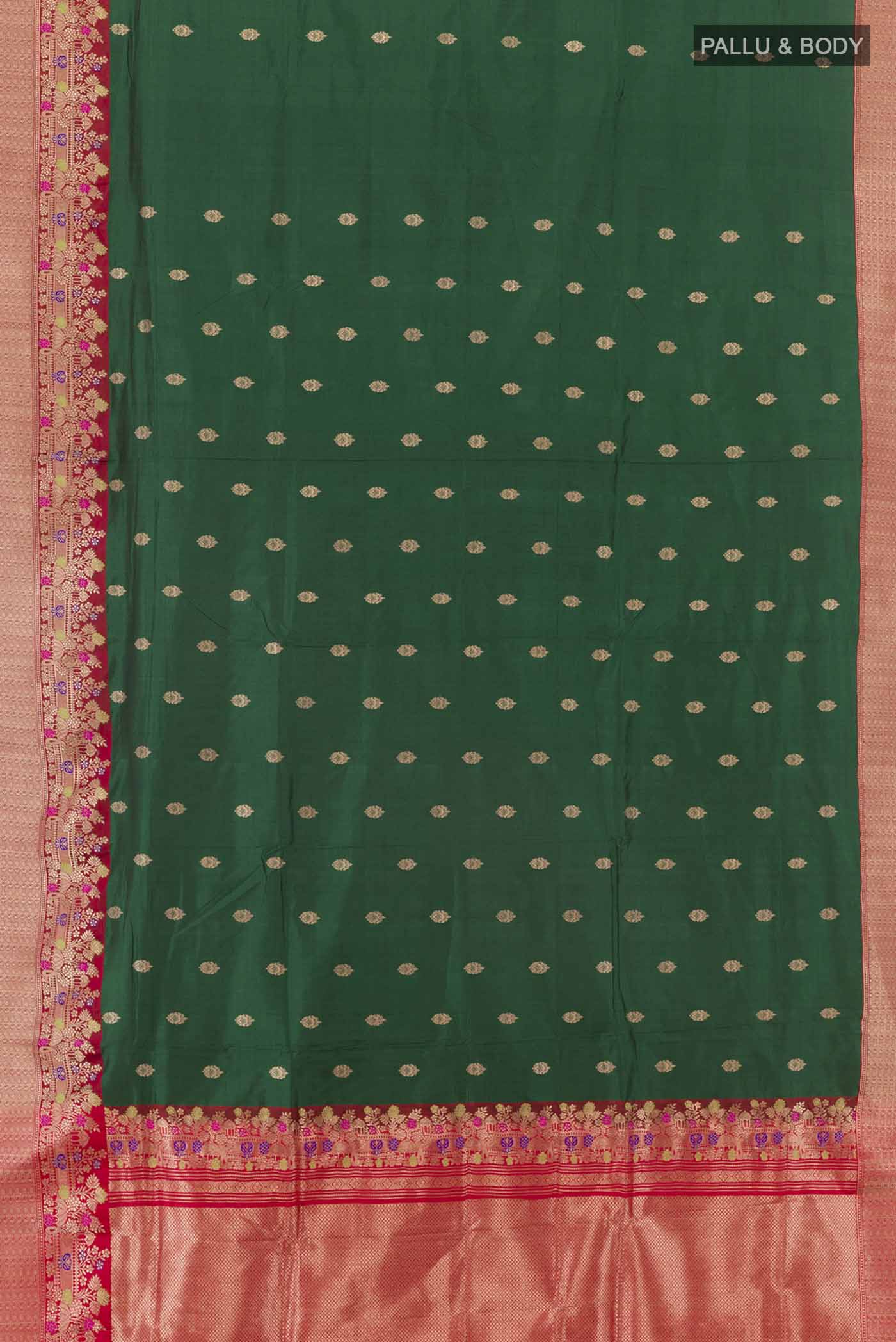 Green Banarasi Katan Silk Saree - Image 4