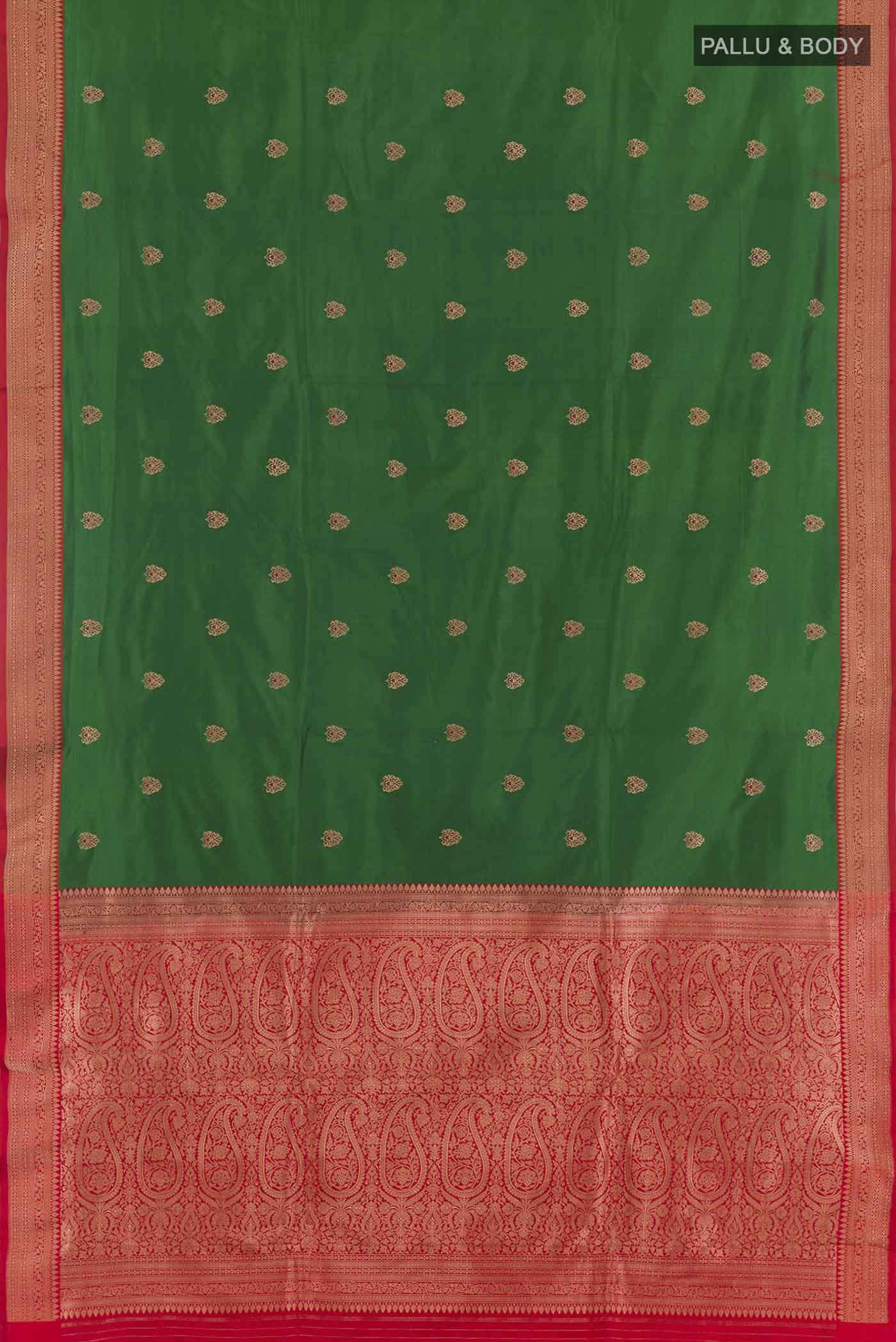 Green Banarasi Katan Silk Saree - Image 3