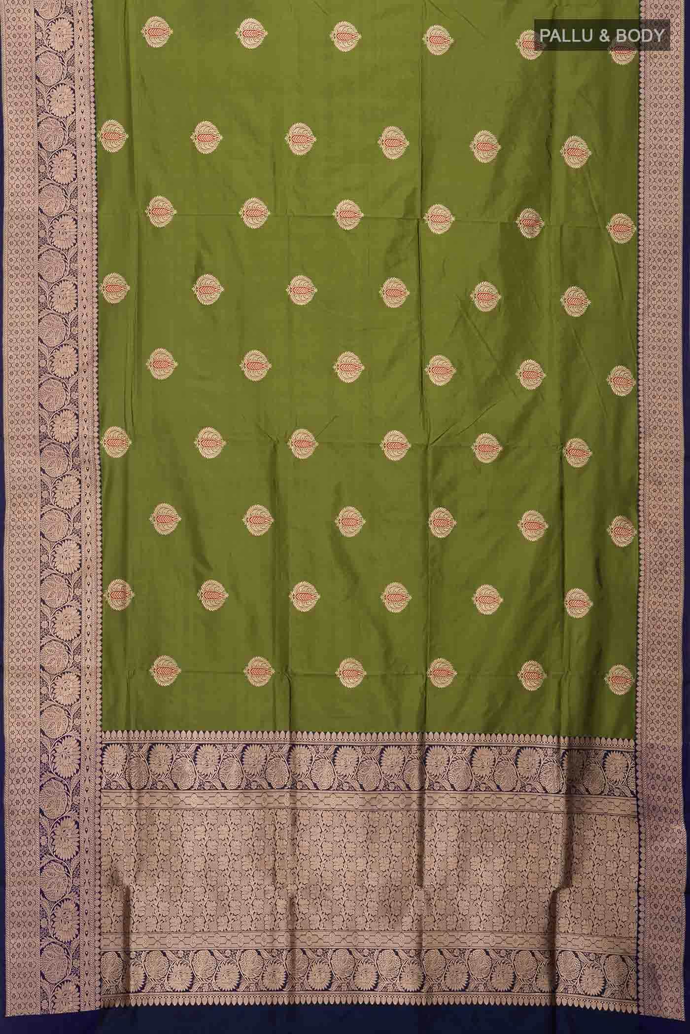 Green Banarasi Katan Silk Saree - Image 3