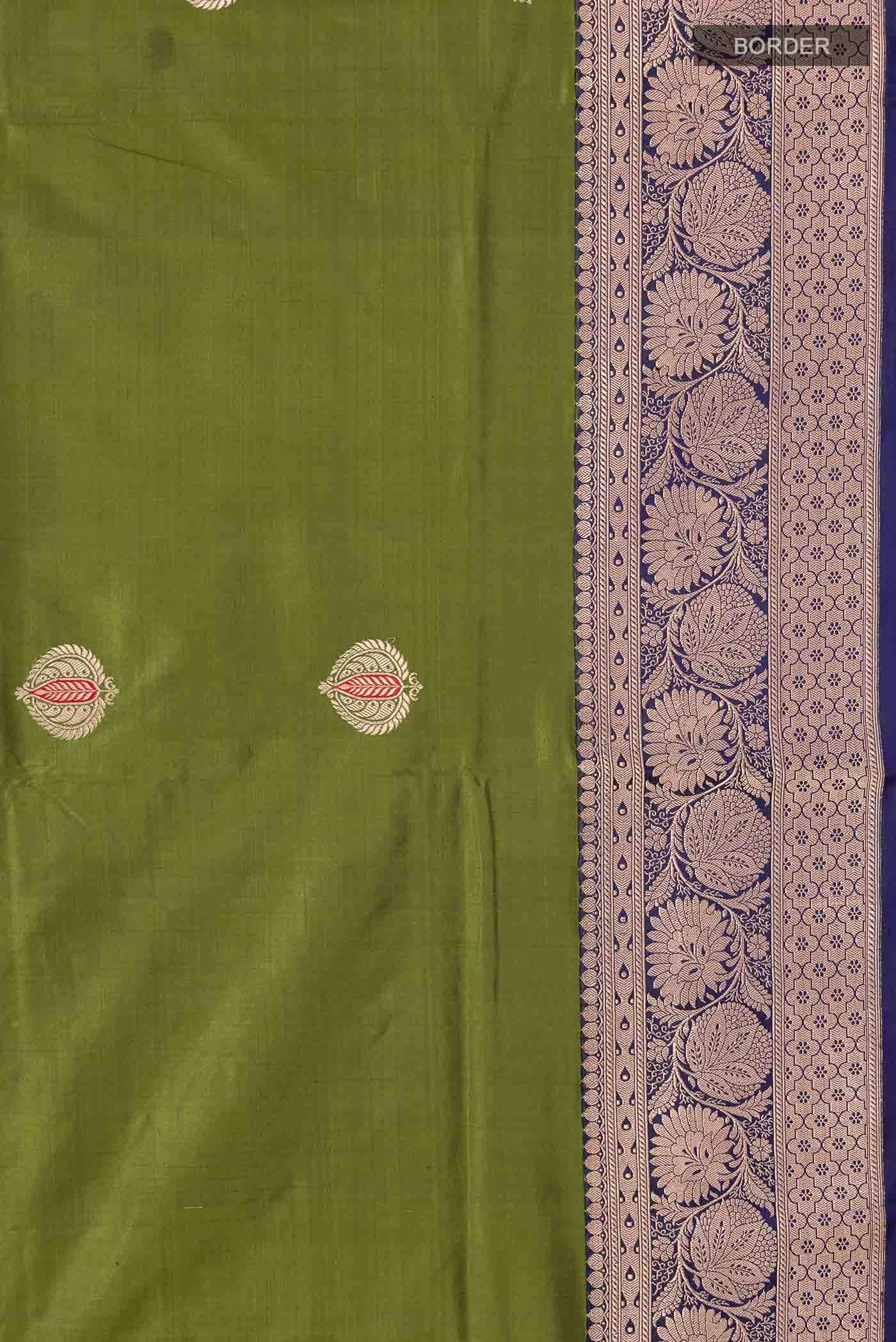 Green Banarasi Katan Silk Saree - Image 4