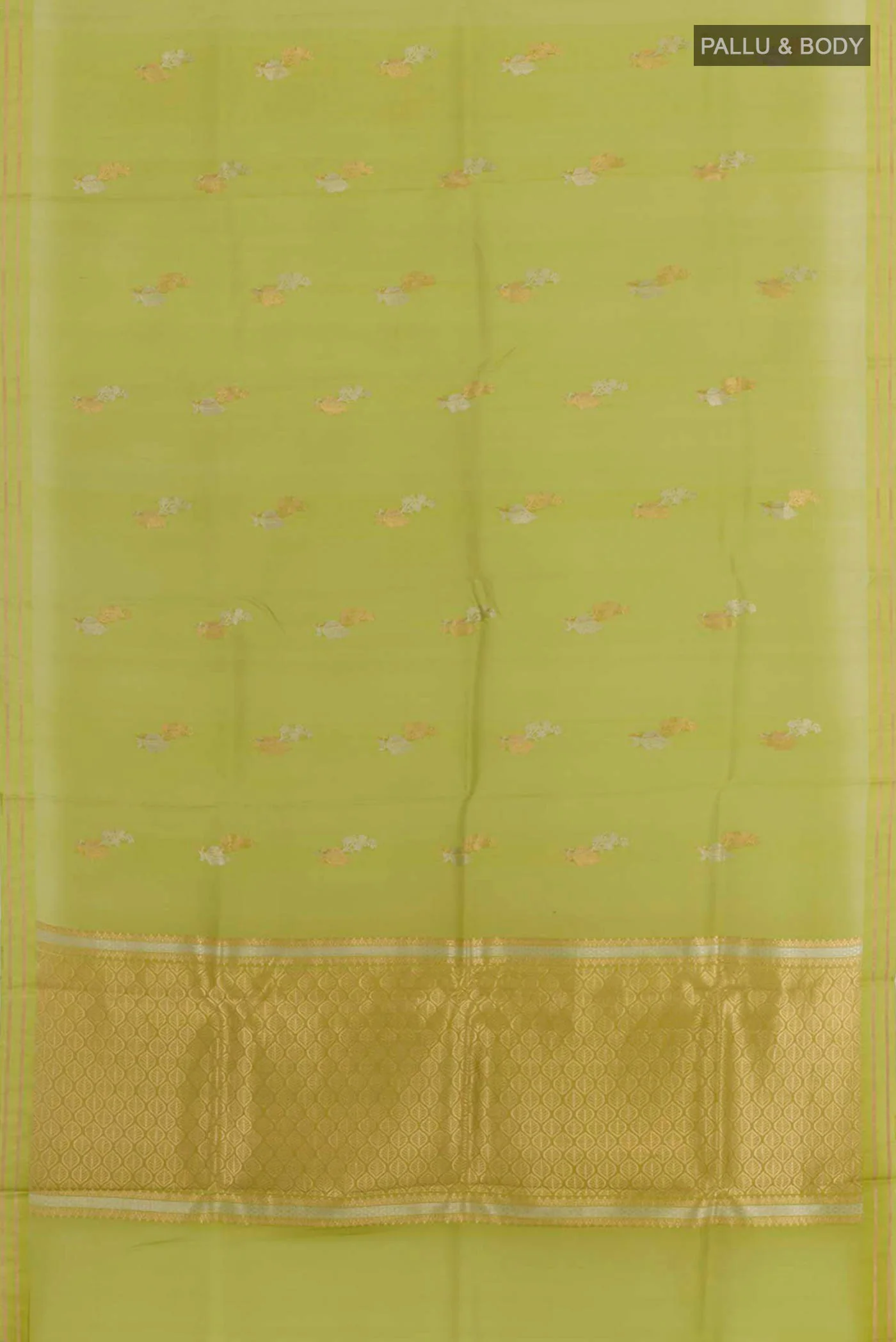 Green Banarasi Kora Silk Saree - Image 3