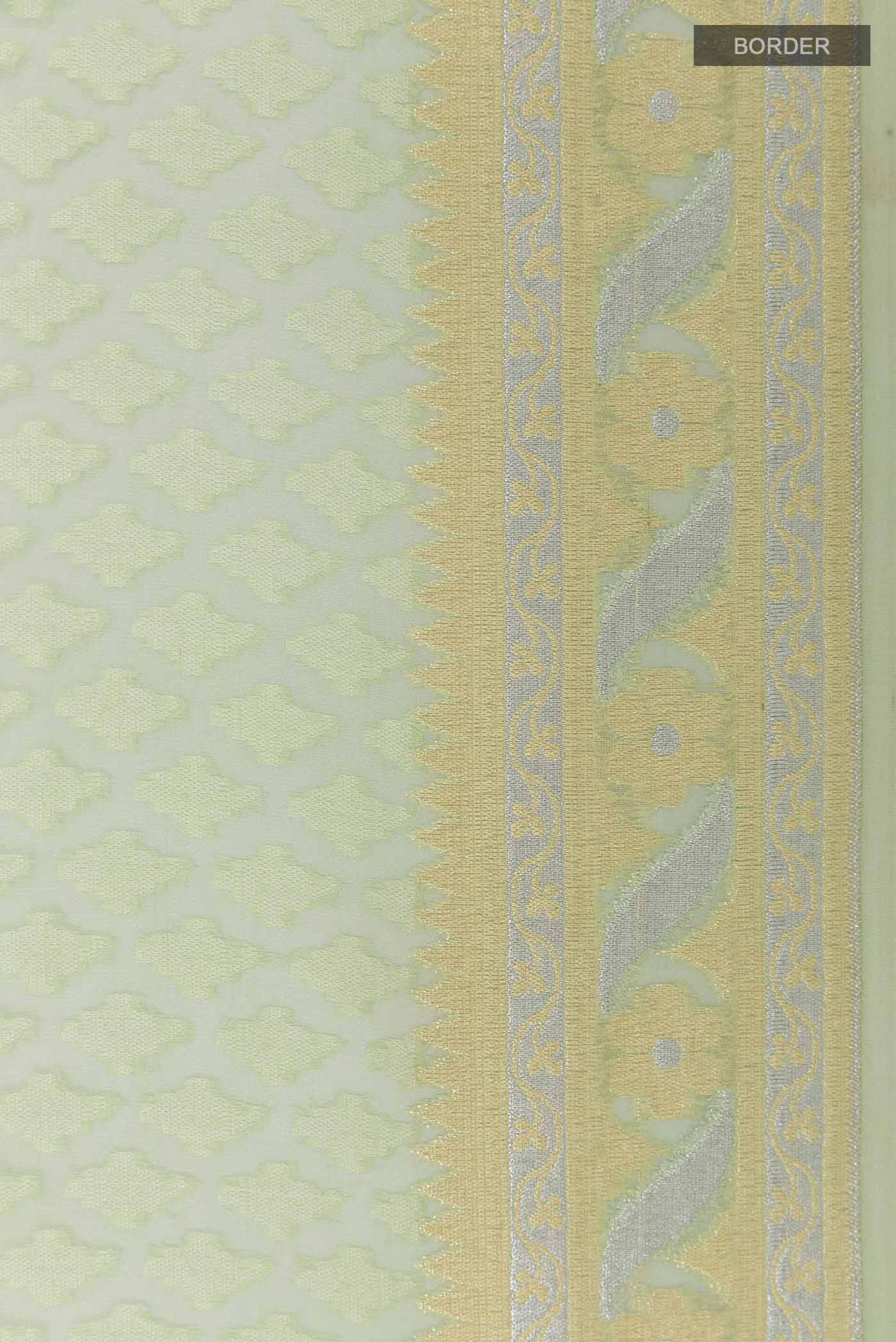 Green Banarasi Kora Silk Saree - Image 3