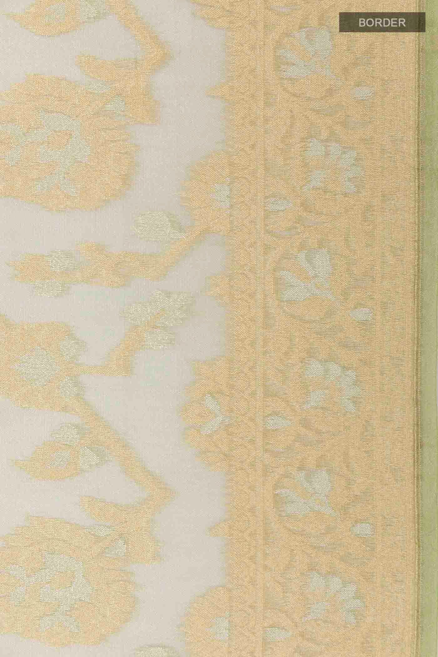 Green Banarasi Kora Silk Saree - Image 3