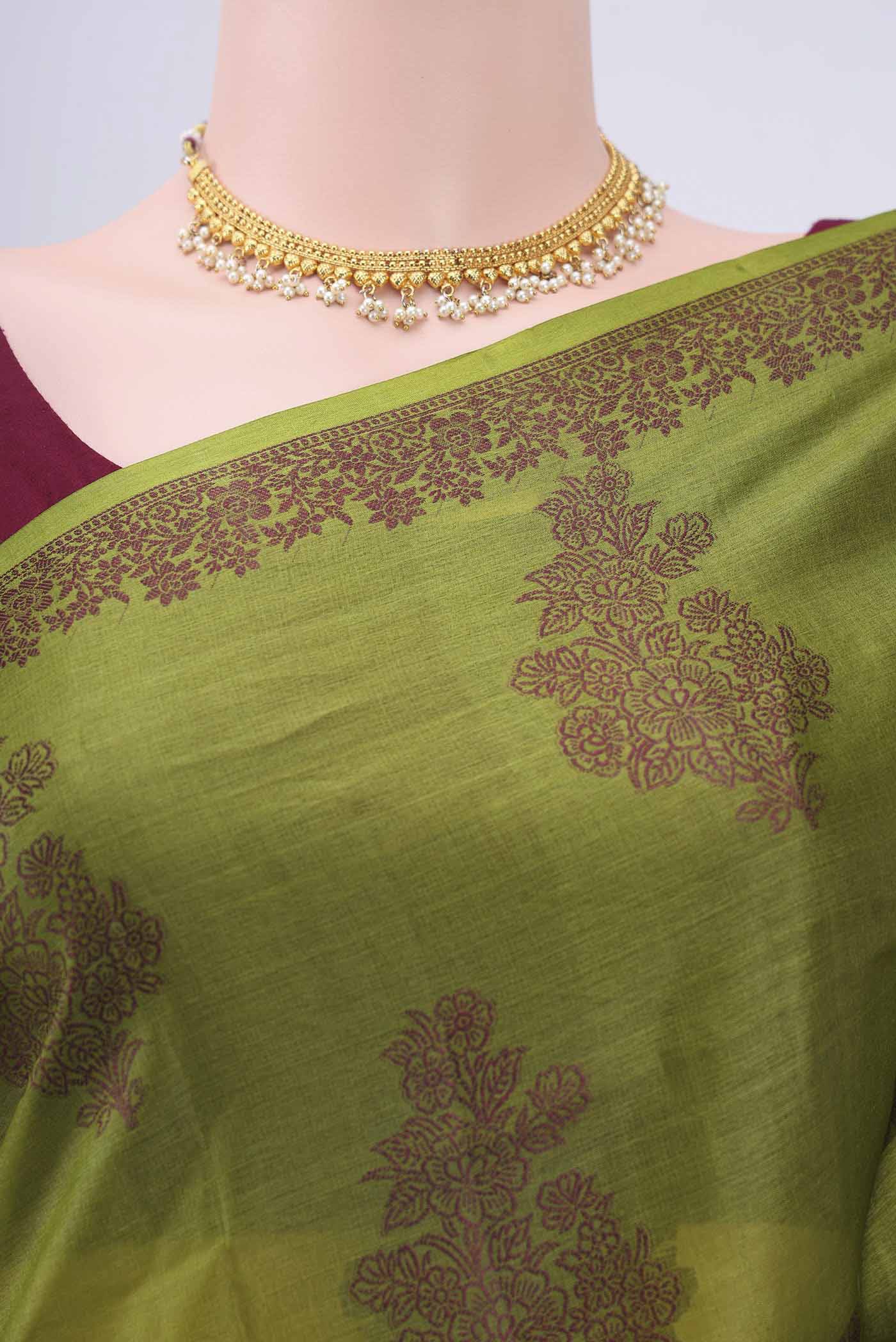 Green Banarasi Raw Silk Saree - Image 2