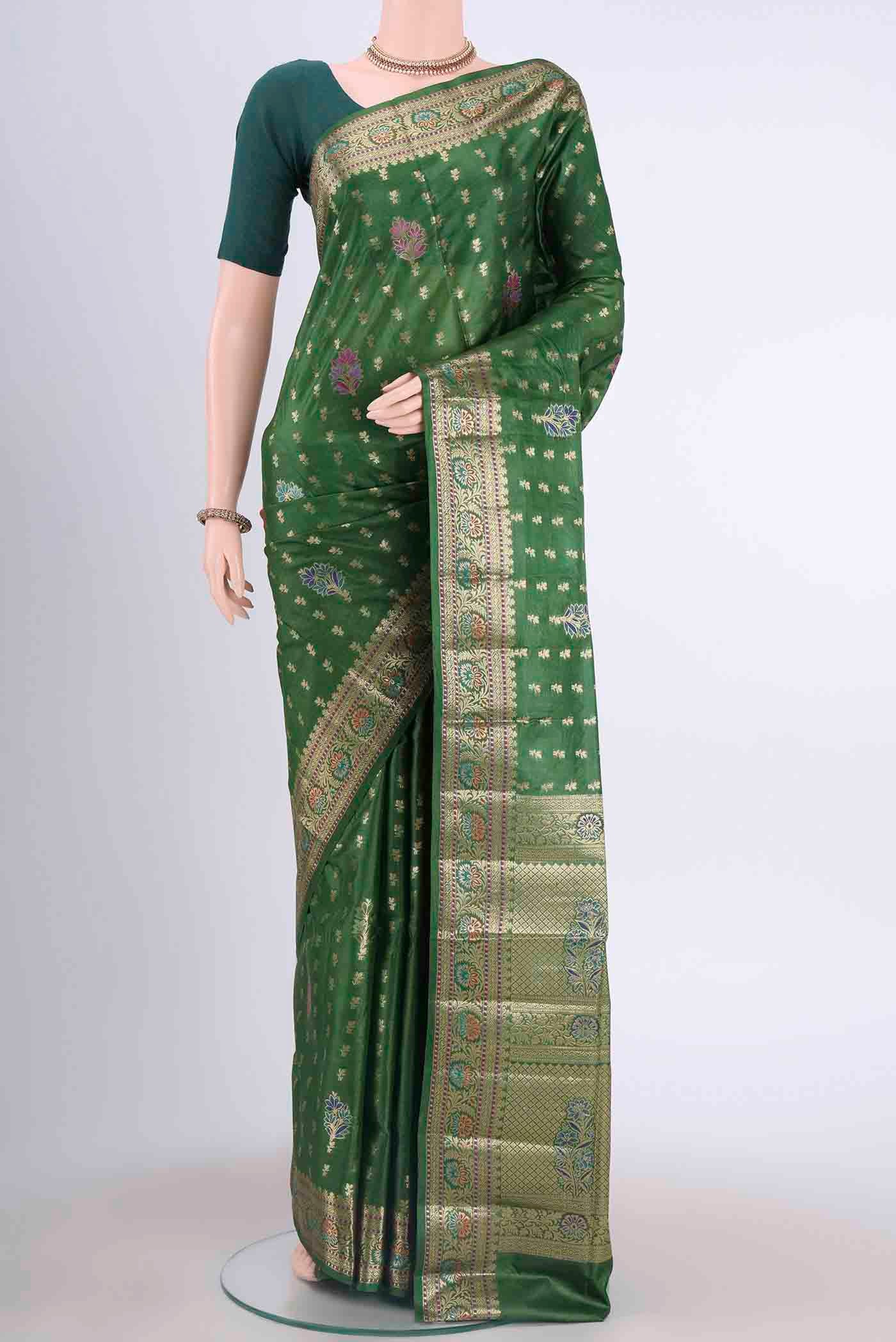 Green Banarasi Tussar Silk Saree