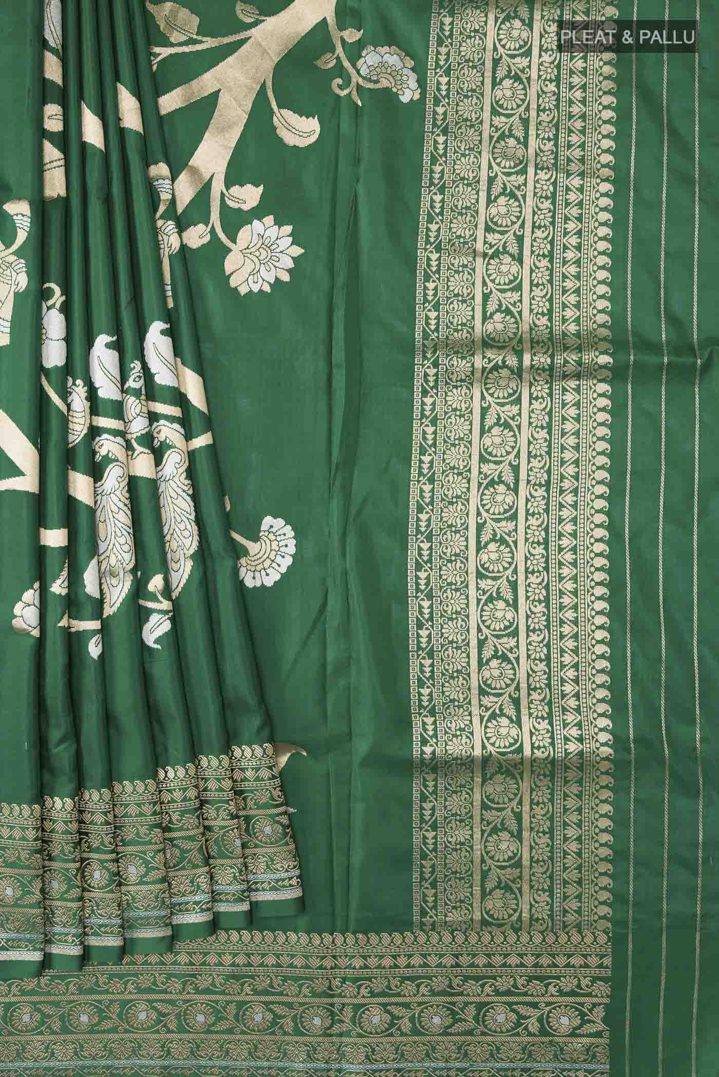 Green Banarasi Silk Saree - Image 4