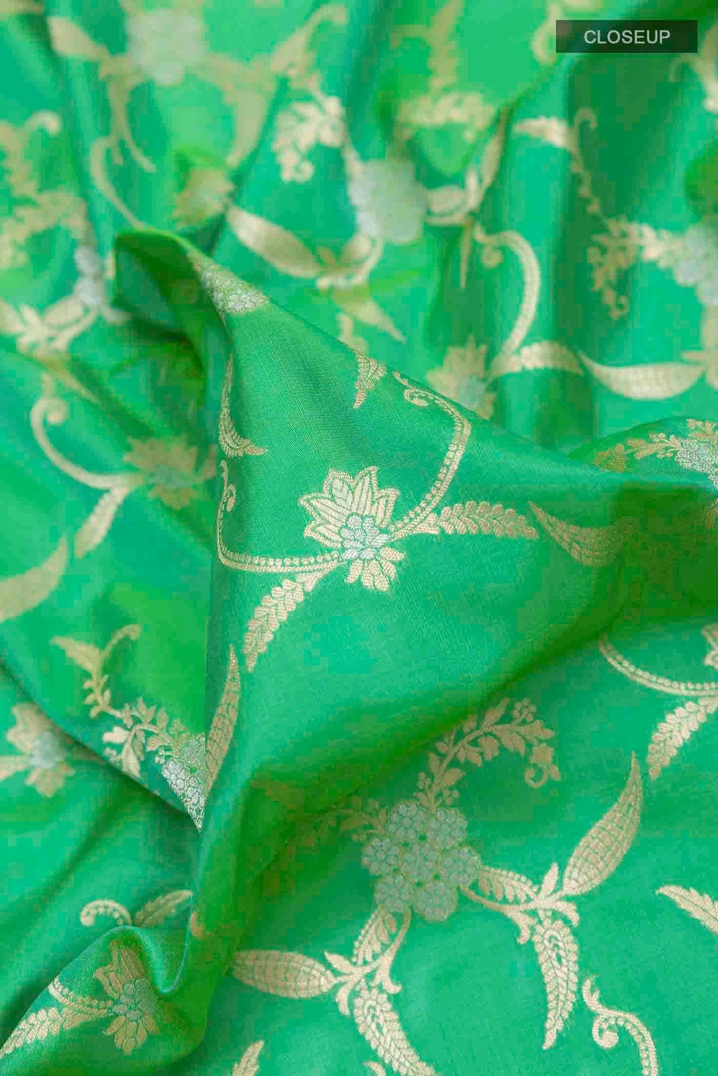 Green Banarasi Silk Saree - Image 2
