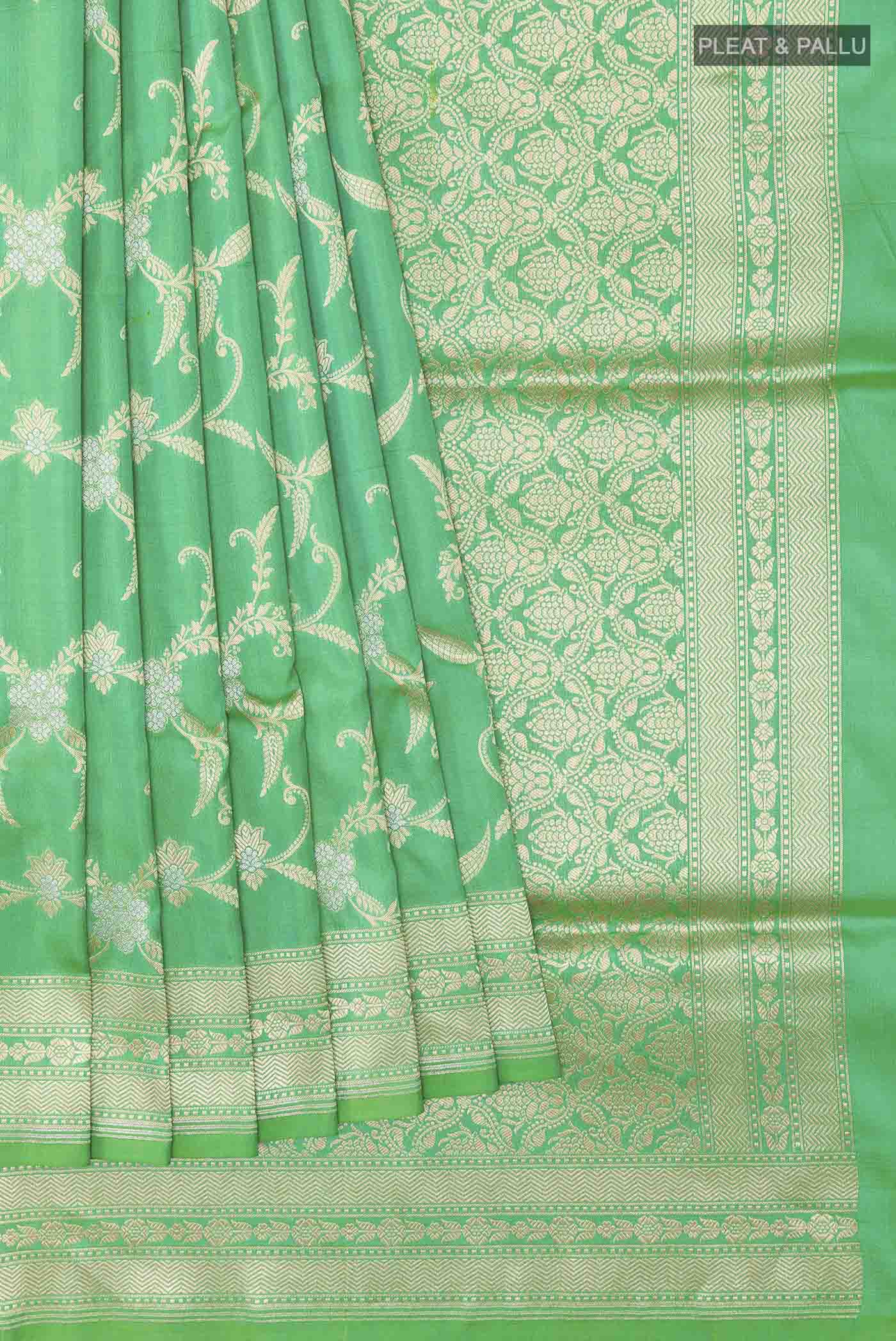 Green Banarasi Silk Saree - Image 4