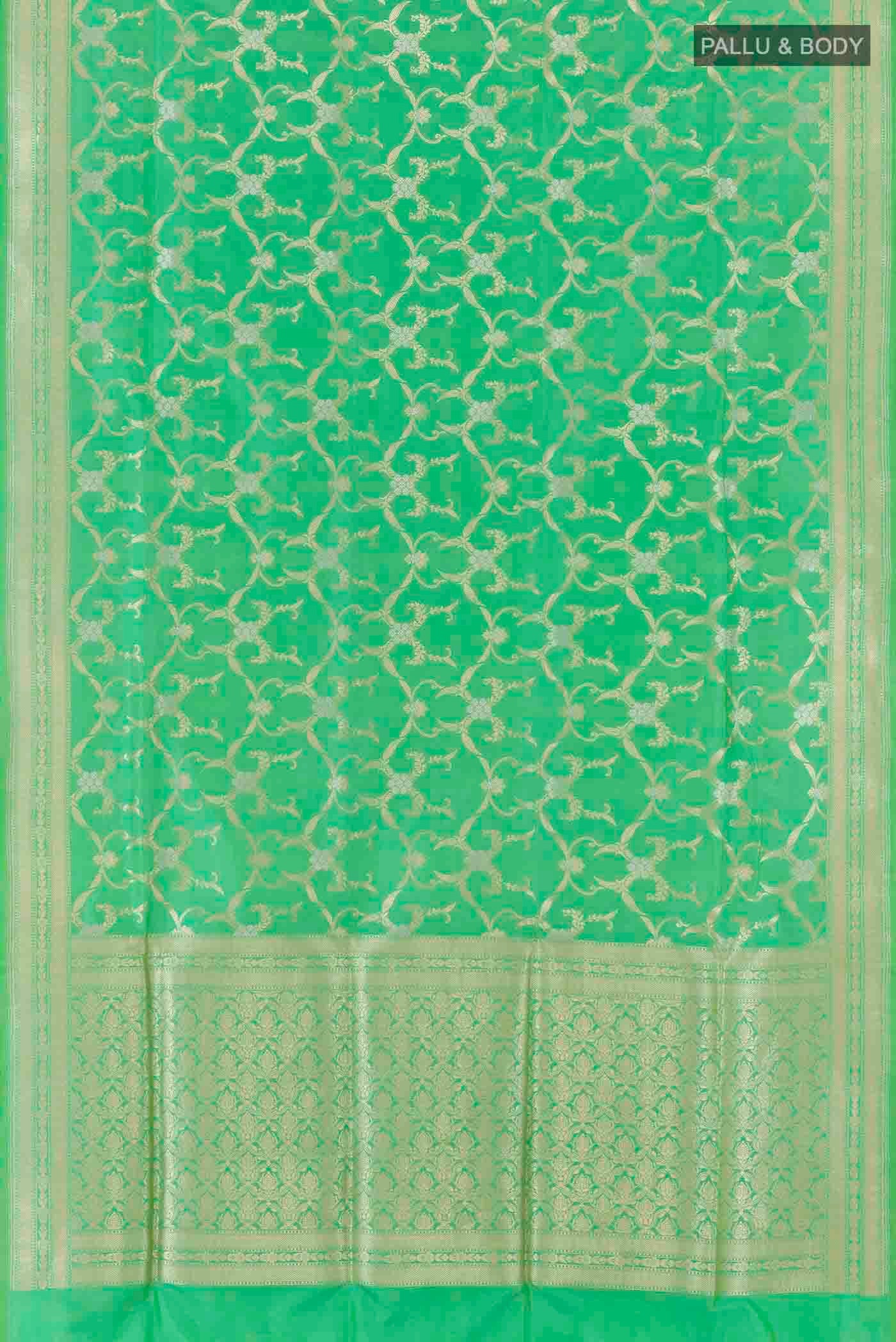 Green Banarasi Silk Saree - Image 6