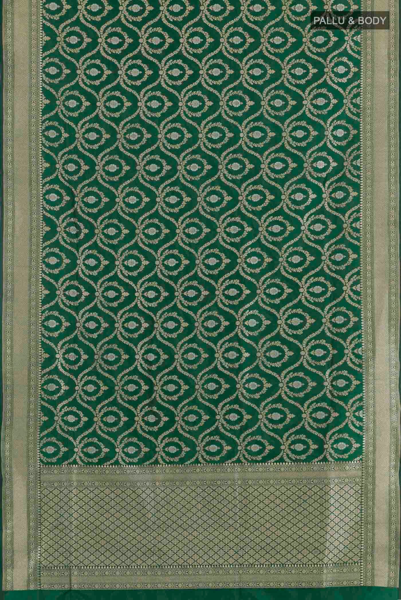 Green Banarasi Silk Saree - Image 4
