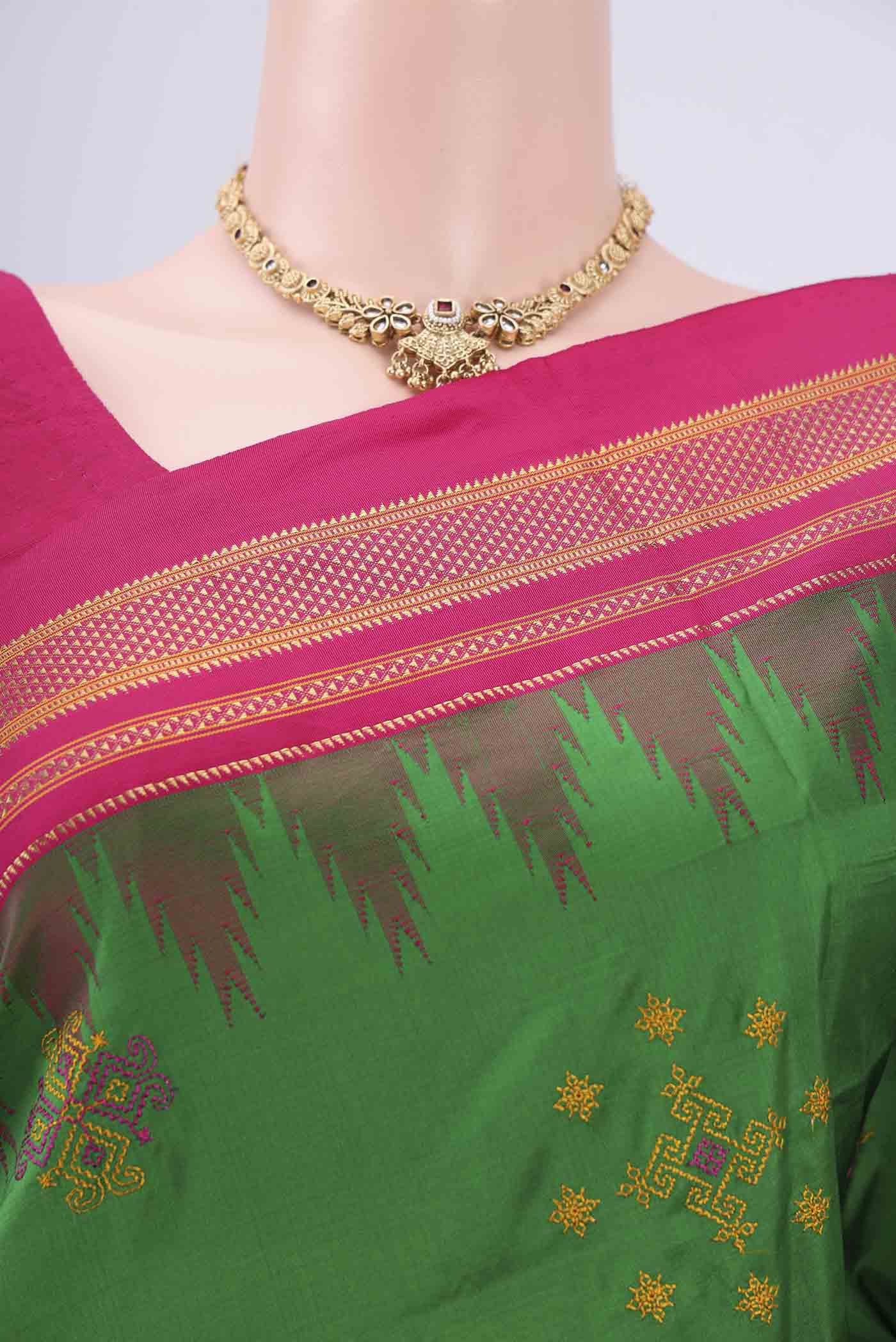 Green Bangalore Silk Saree - Image 2