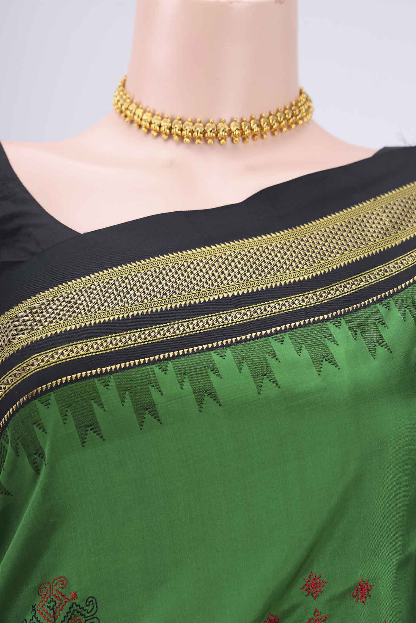 Green Bangalore Silk Saree - Image 2