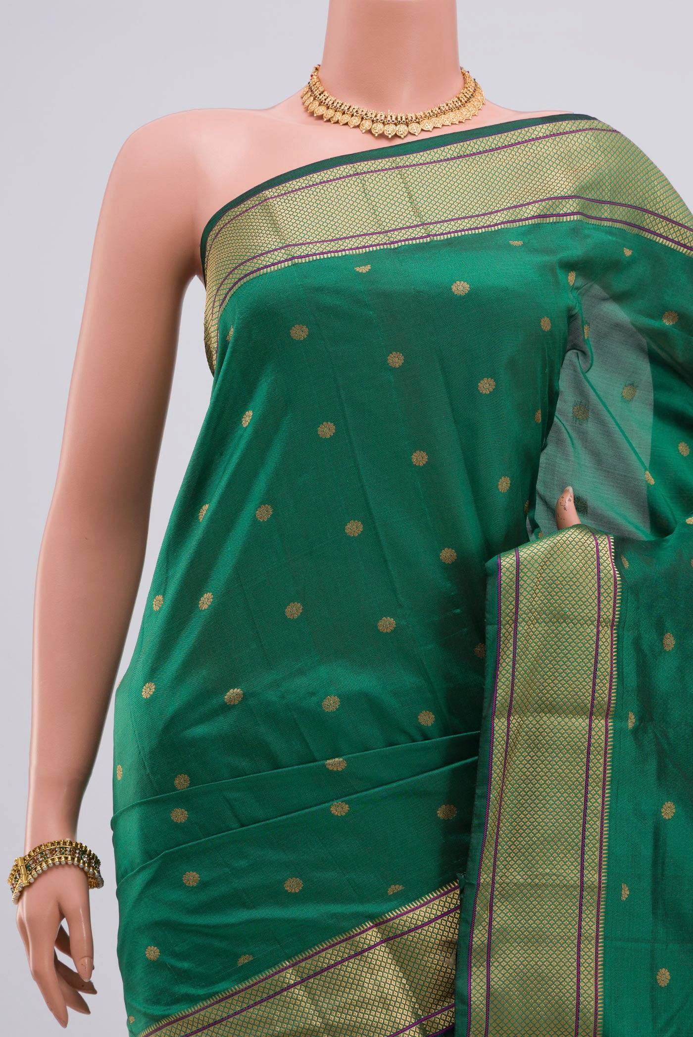 Green Blended Paithani Silk Saree - Image 2