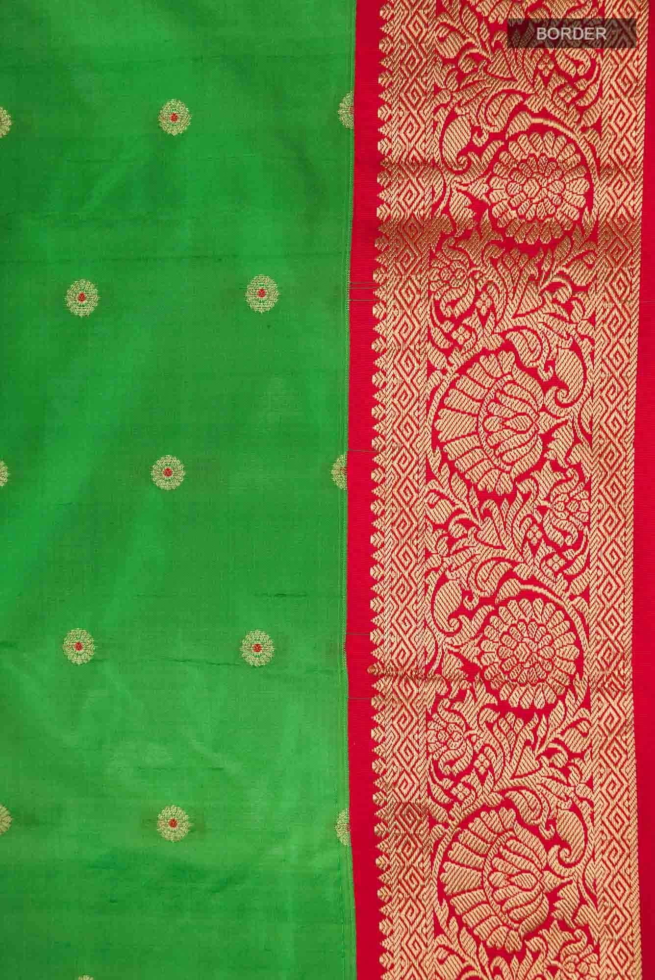 Green Bangalore Silk Saree - Image 4