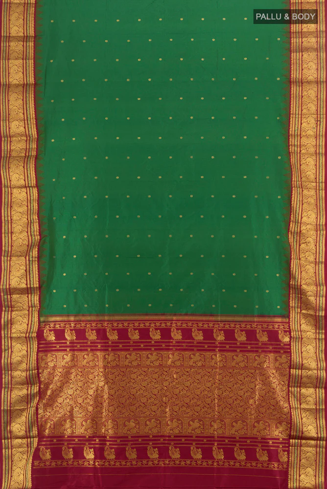 Green Bangalore Silk Saree - Image 4