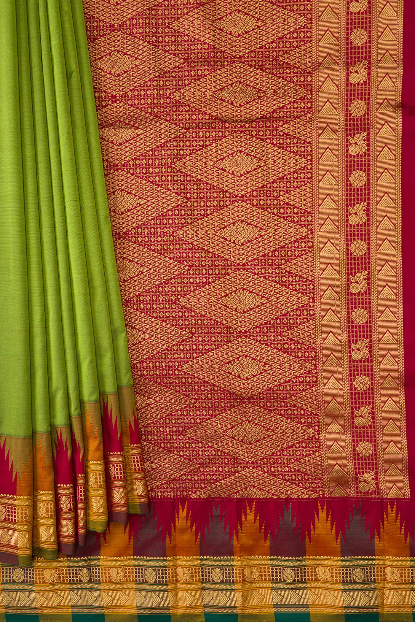 Green Bangalore Silk Saree - Image 4