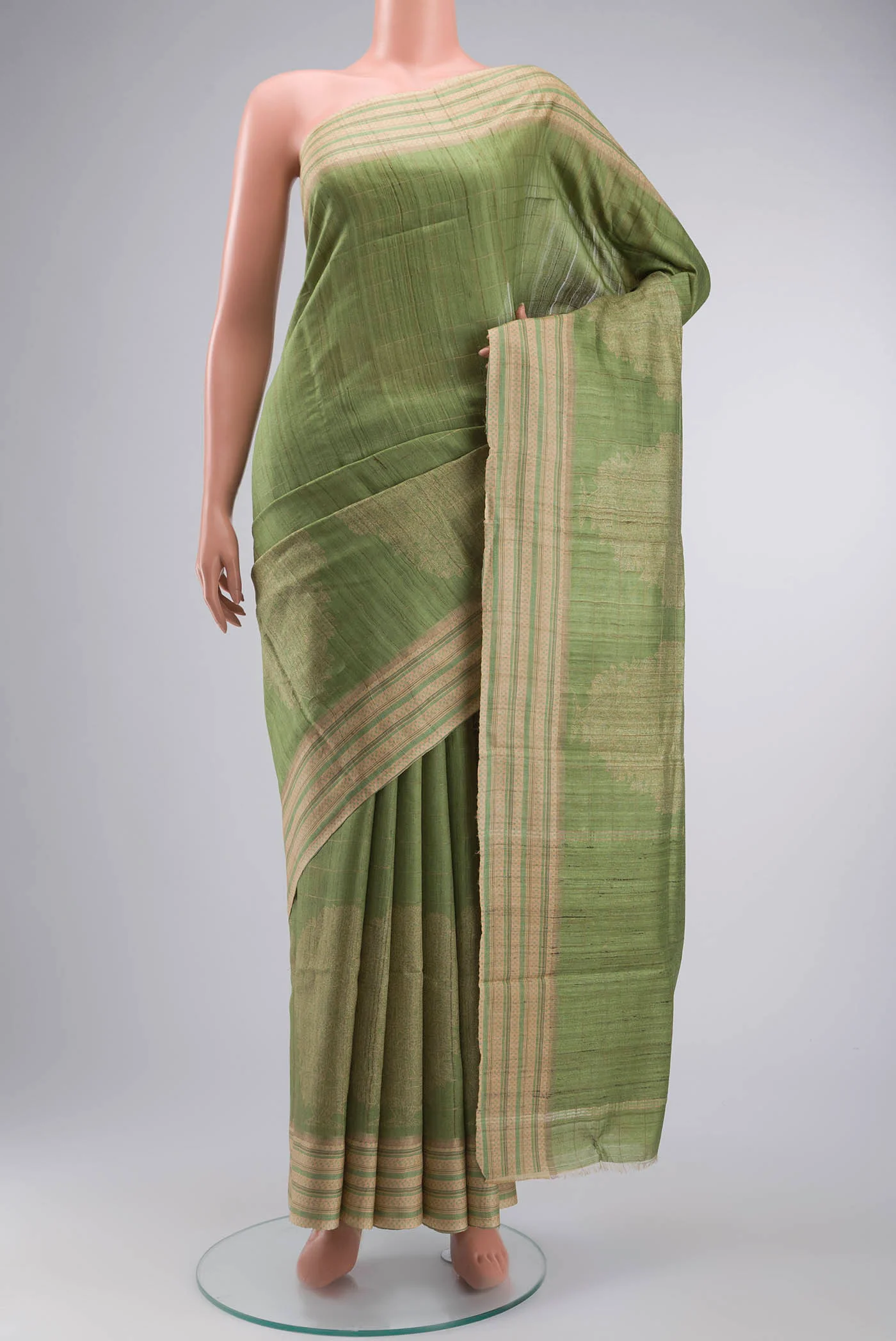 Green Bhagalpuri Tussar Silk Saree