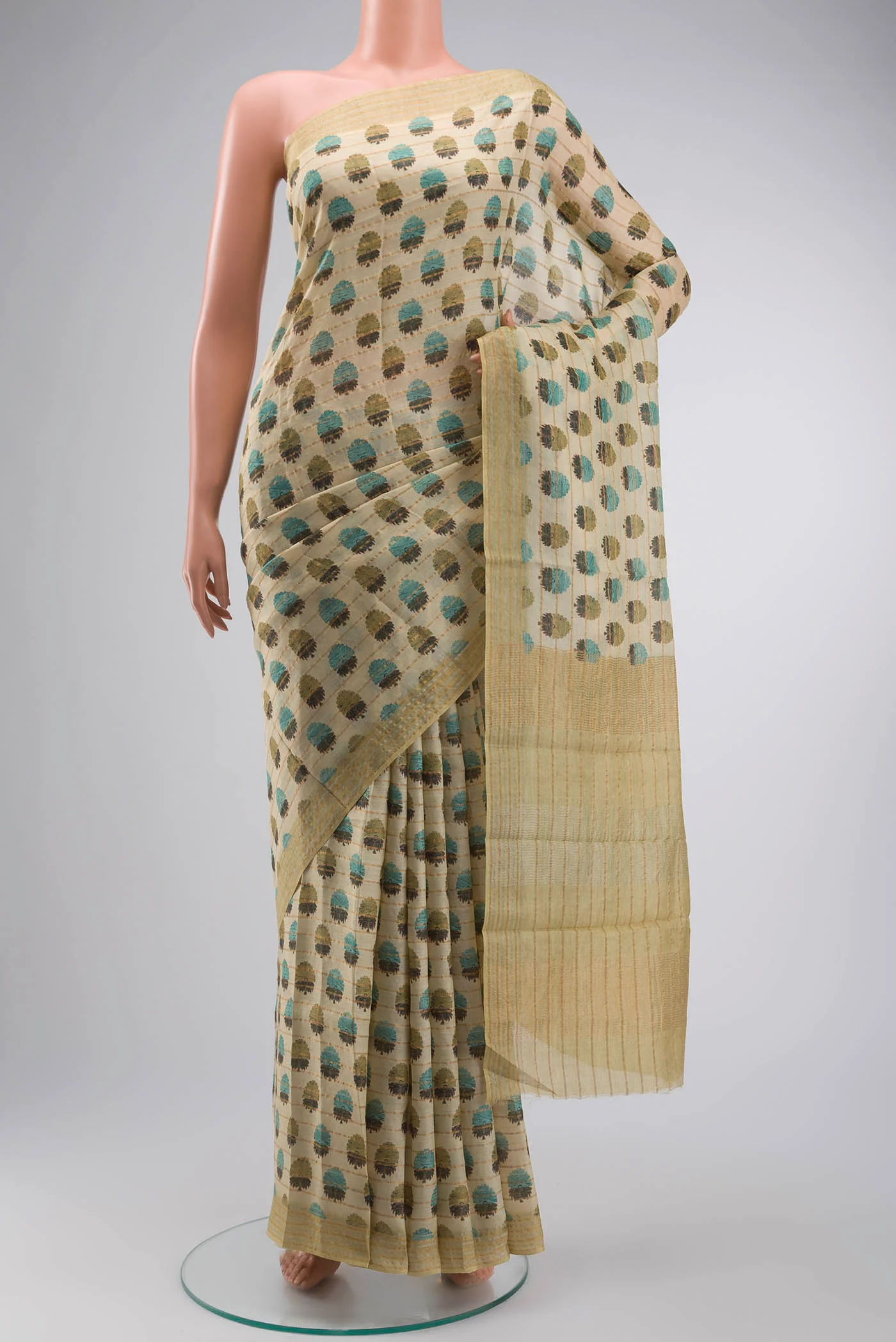 Green Bhagalpuri Tussar Silk Saree