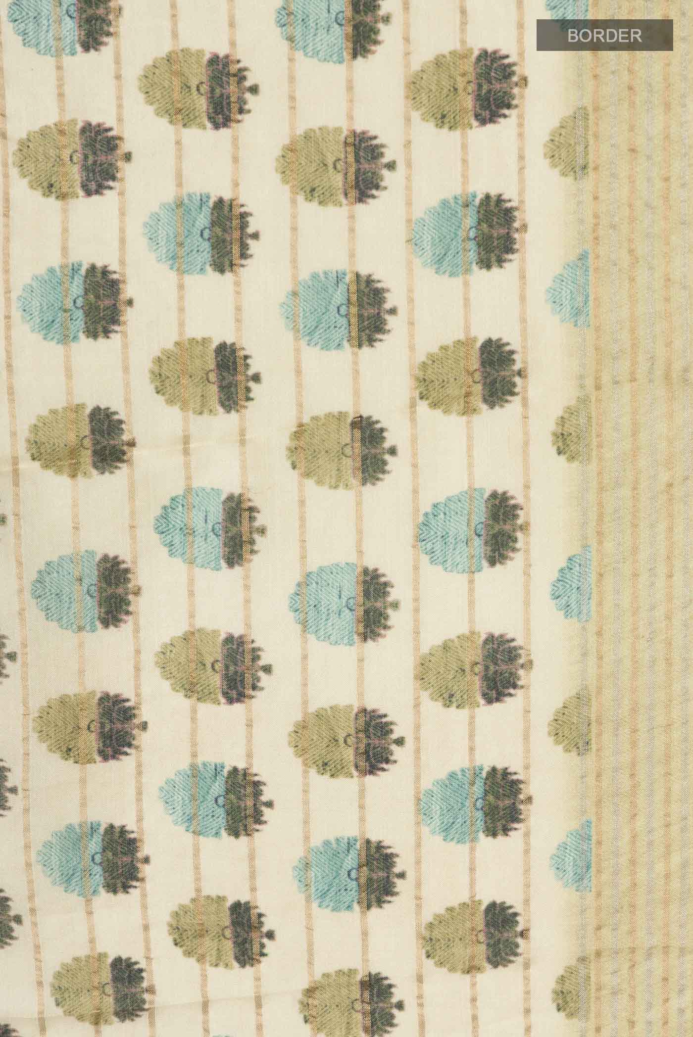 Green Bhagalpuri Tussar Silk Saree - Image 3