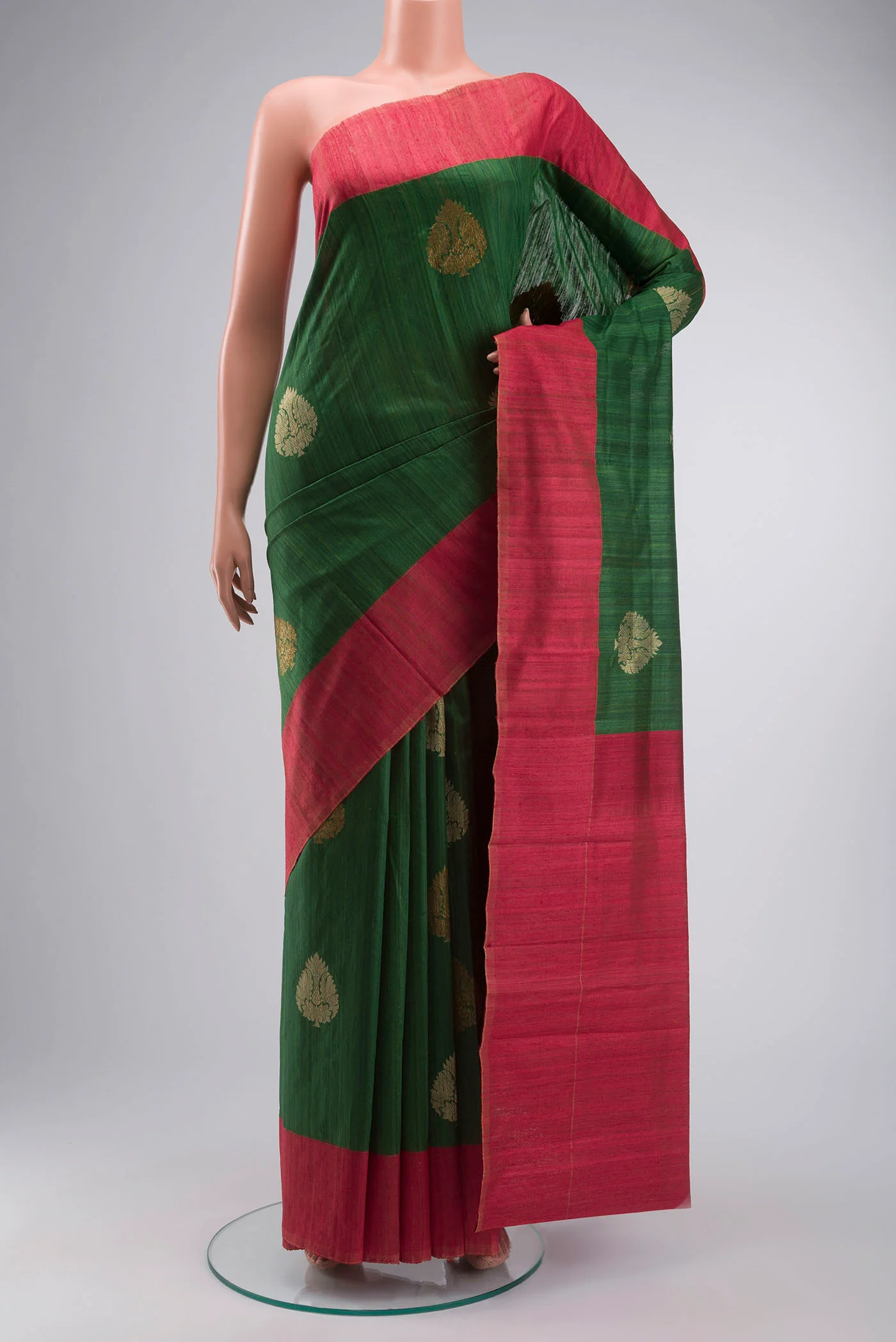 Green Bhagalpuri Tussar Silk Saree