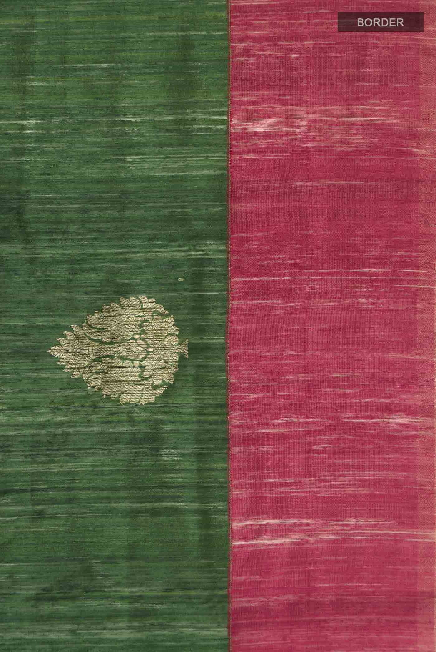 Green Bhagalpuri Tussar Silk Saree - Image 3