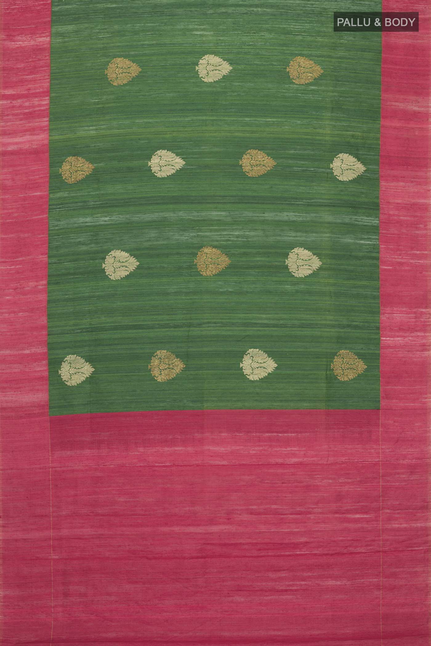 Green Bhagalpuri Tussar Silk Saree - Image 5