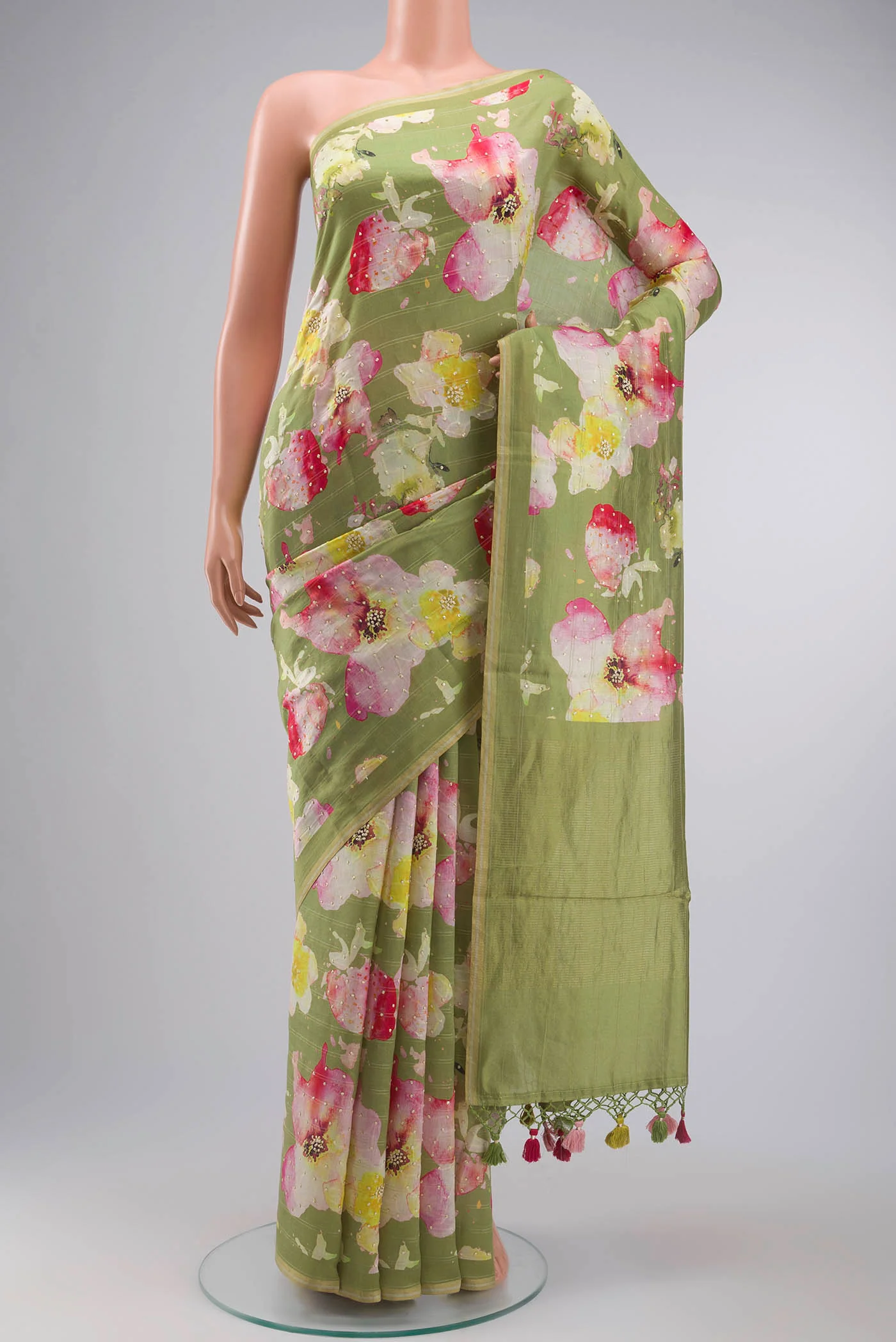 Green Bhagalpuri Tussar Silk Saree