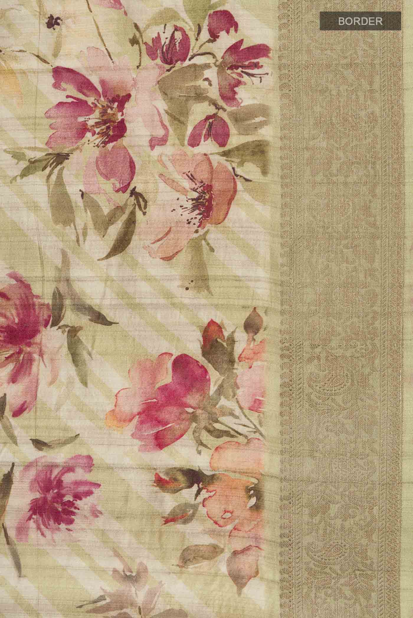 Beige Bhagalpuri Tussar Silk Saree - Image 3