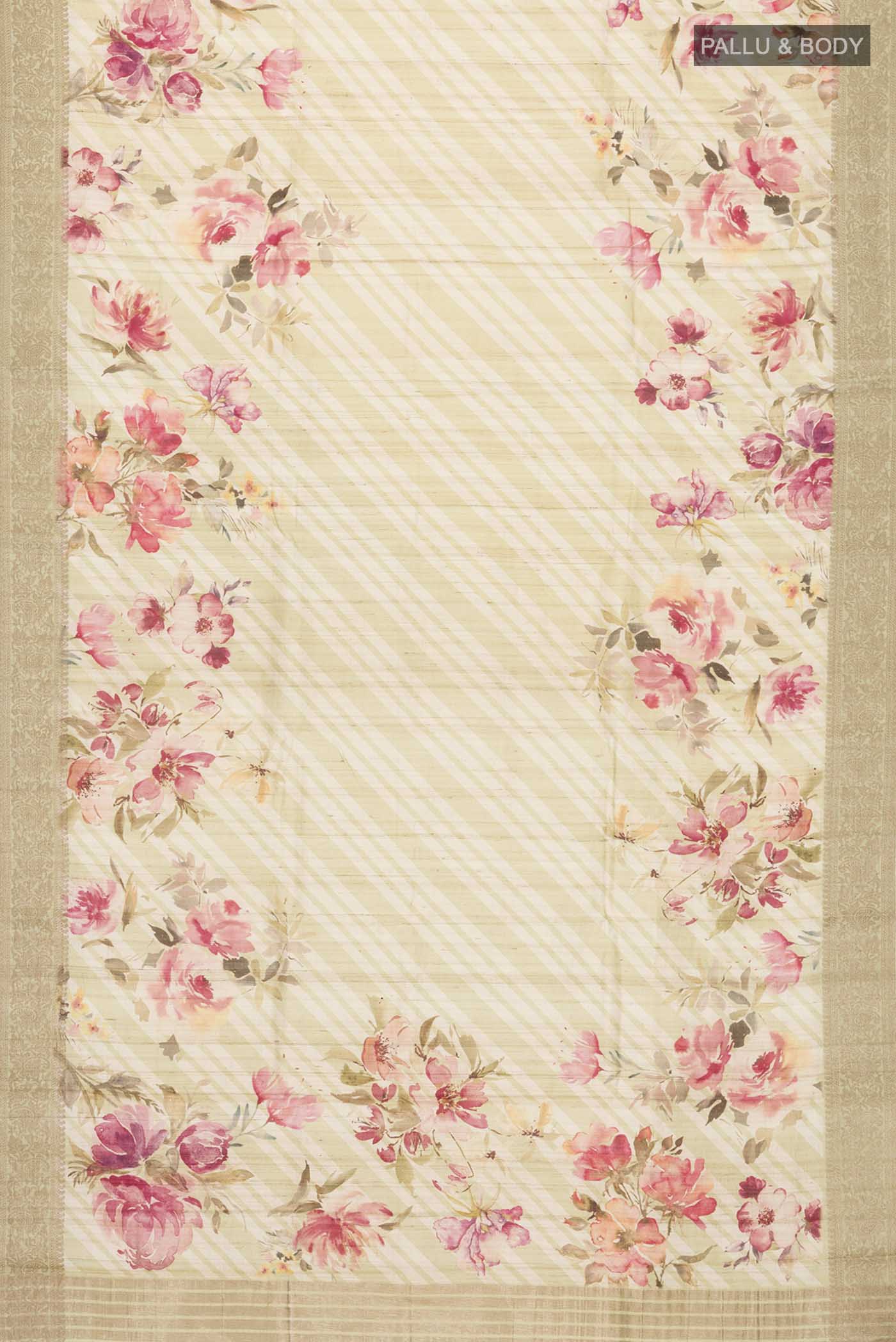 Beige Bhagalpuri Tussar Silk Saree - Image 6