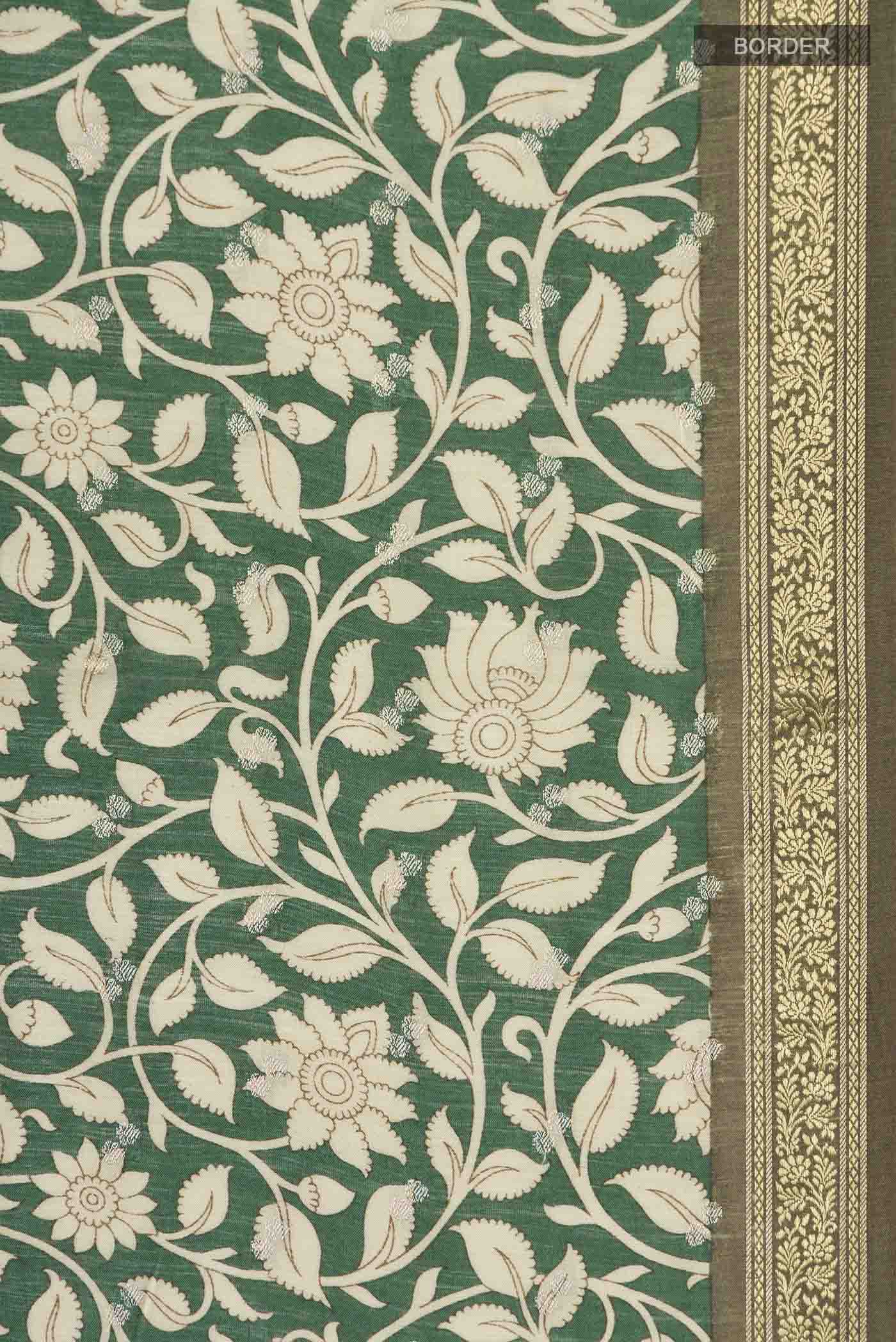 Green Bhagalpuri Tussar Silk Saree - Image 3