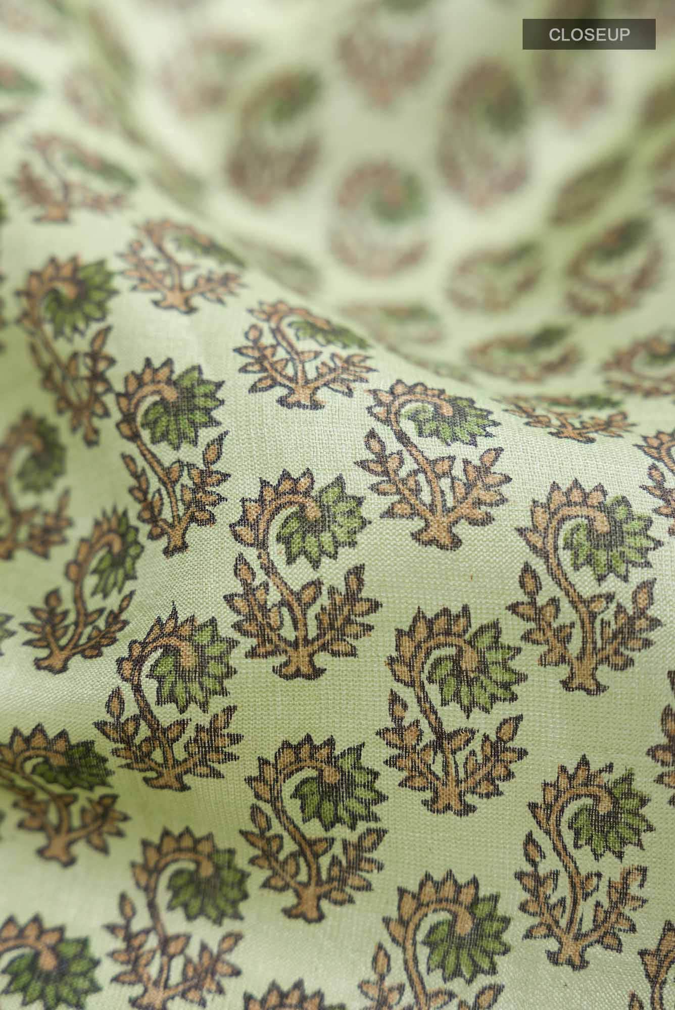 Green Bhagalpuri Tussar Silk Saree - Image 2
