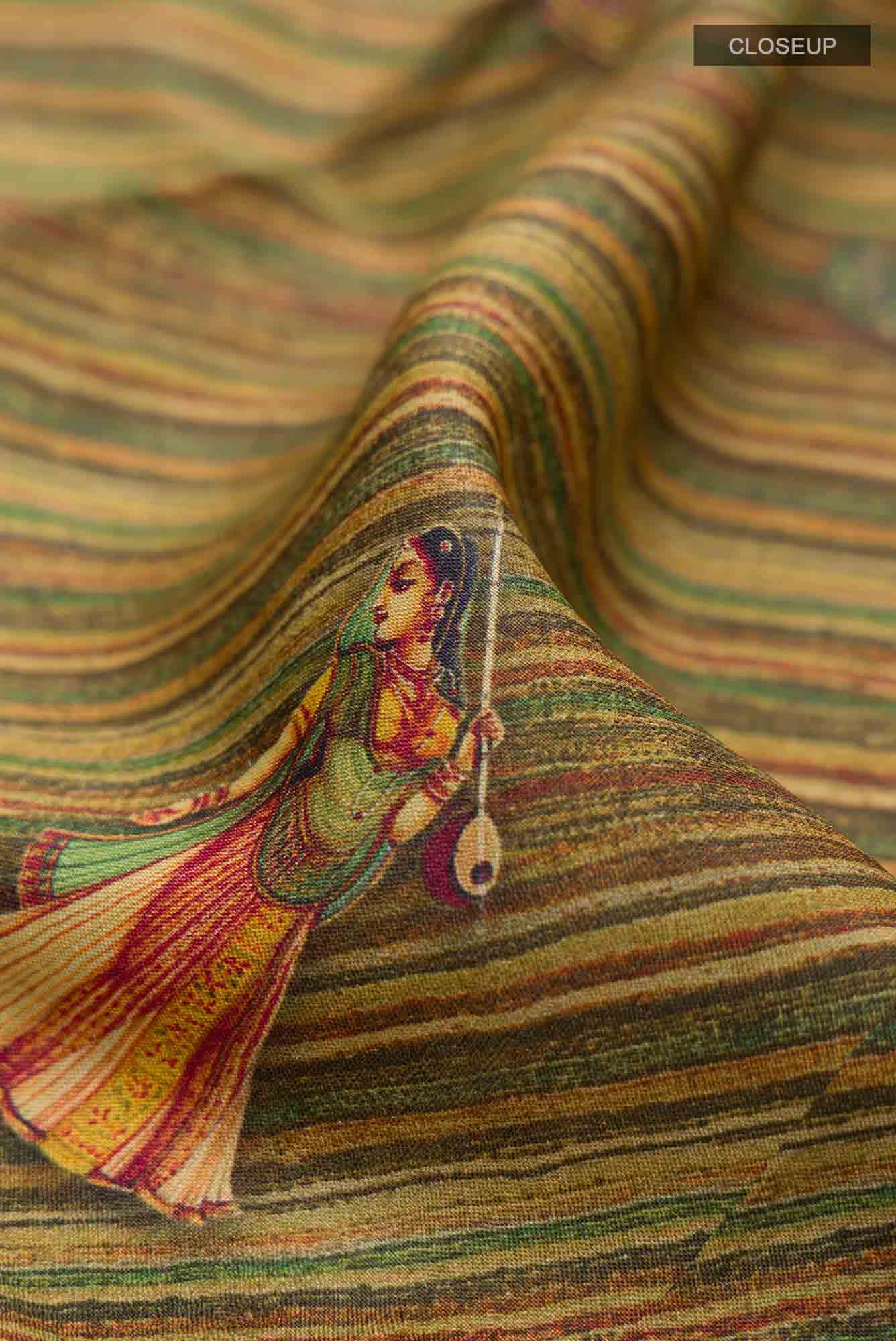 Green Bhagalpuri Tussar Silk Saree - Image 2