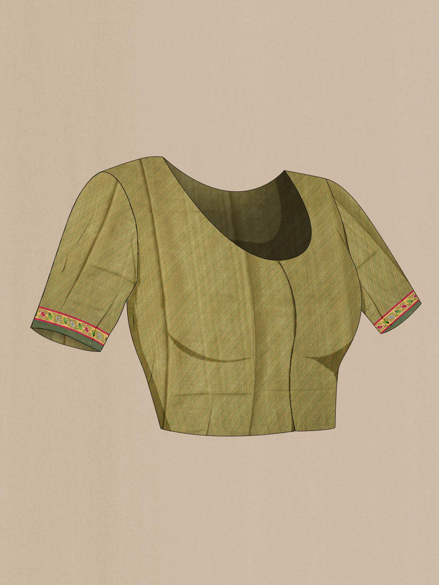 Green Bhagalpuri Tussar Silk Saree - Image 5