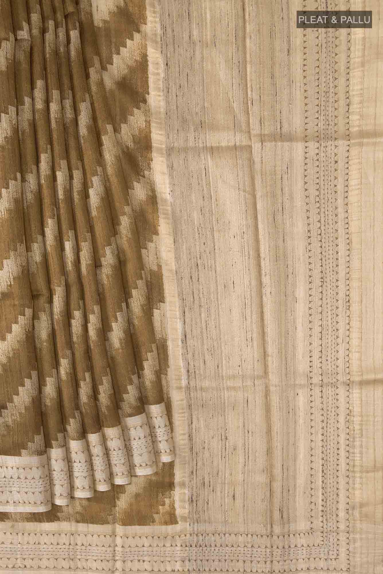 Brown Bhagalpuri Tussar Silk Saree - Image 7