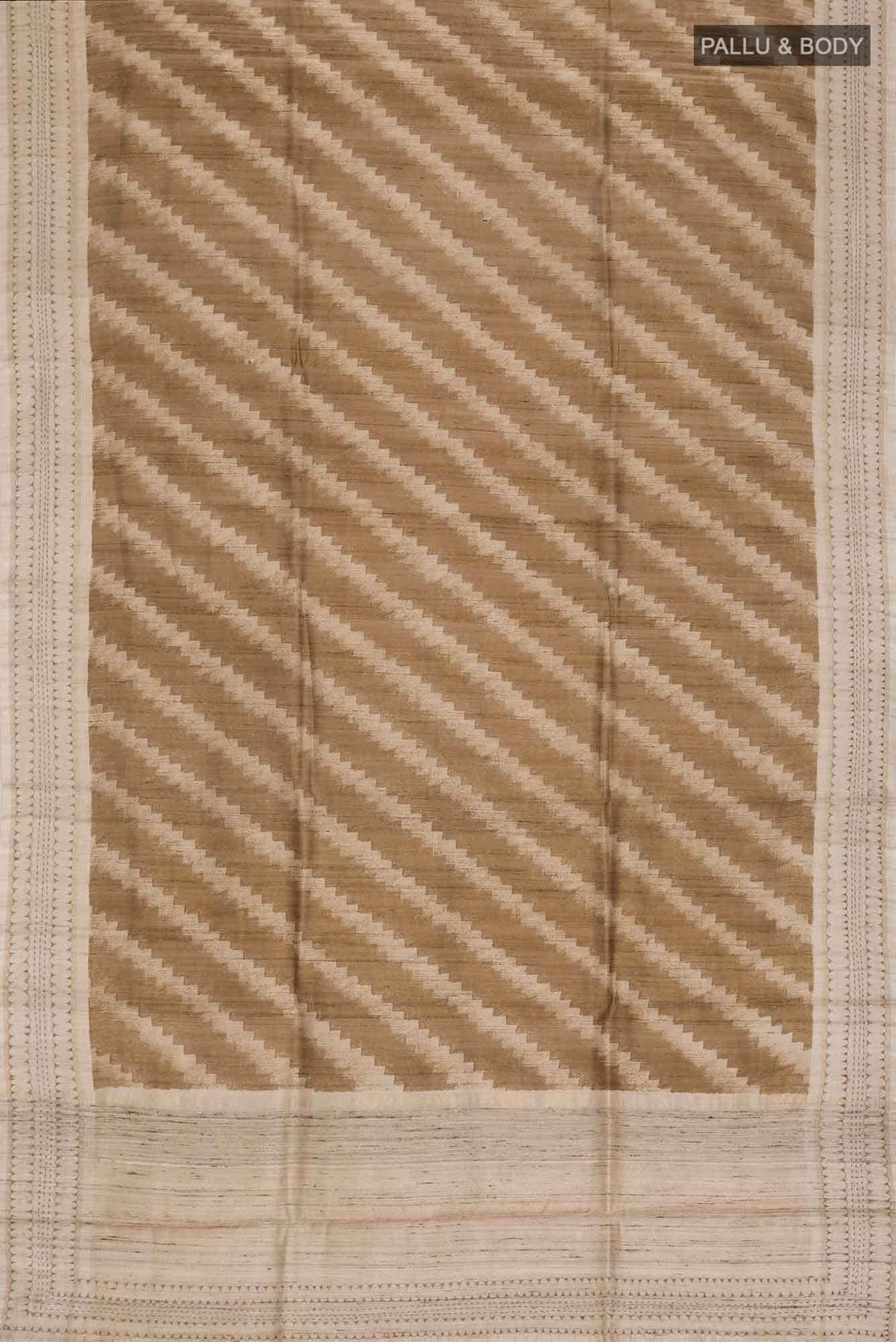 Brown Bhagalpuri Tussar Silk Saree - Image 9