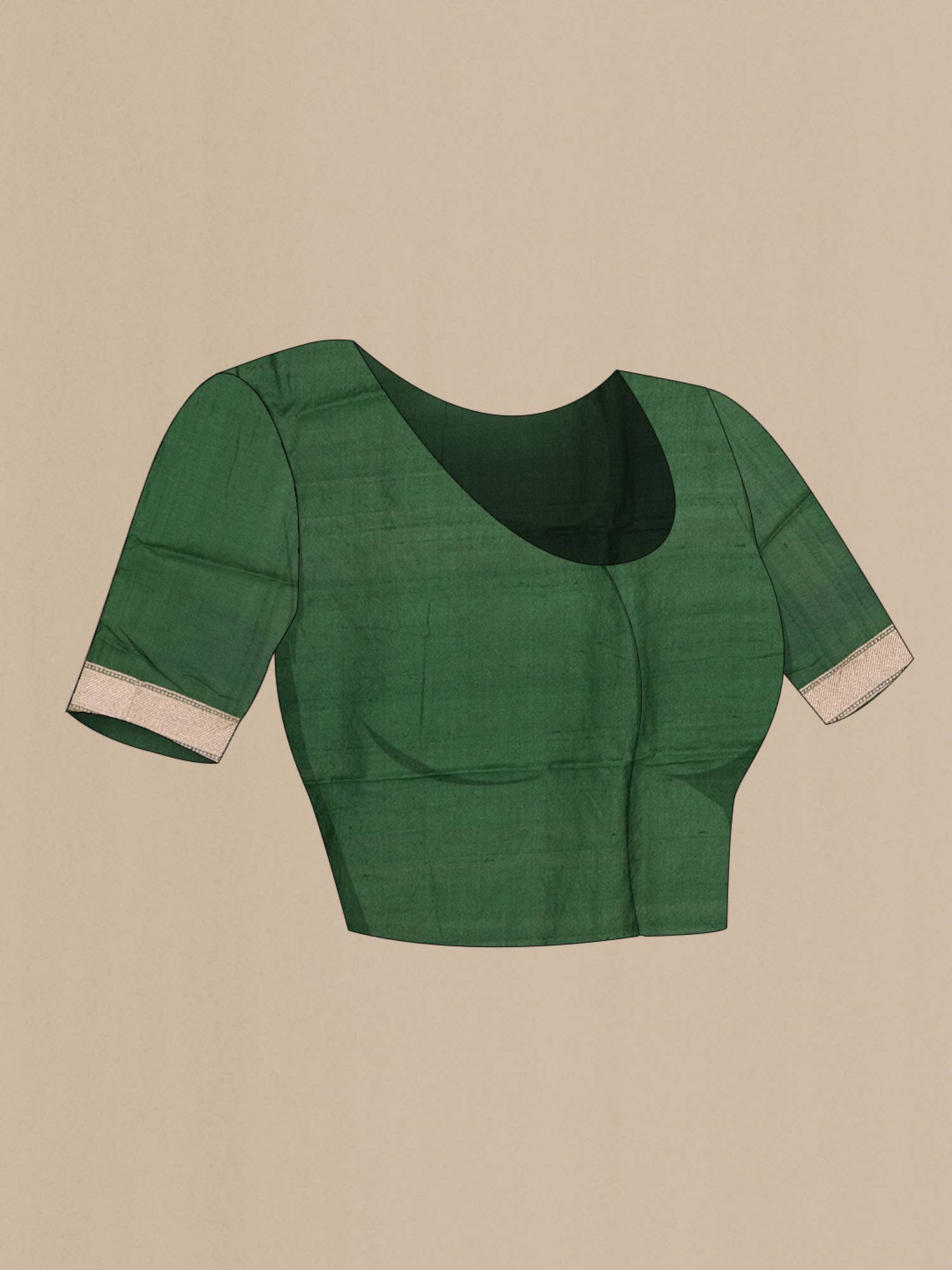 Green Bhagalpuri Tussar Silk Saree - Image 5
