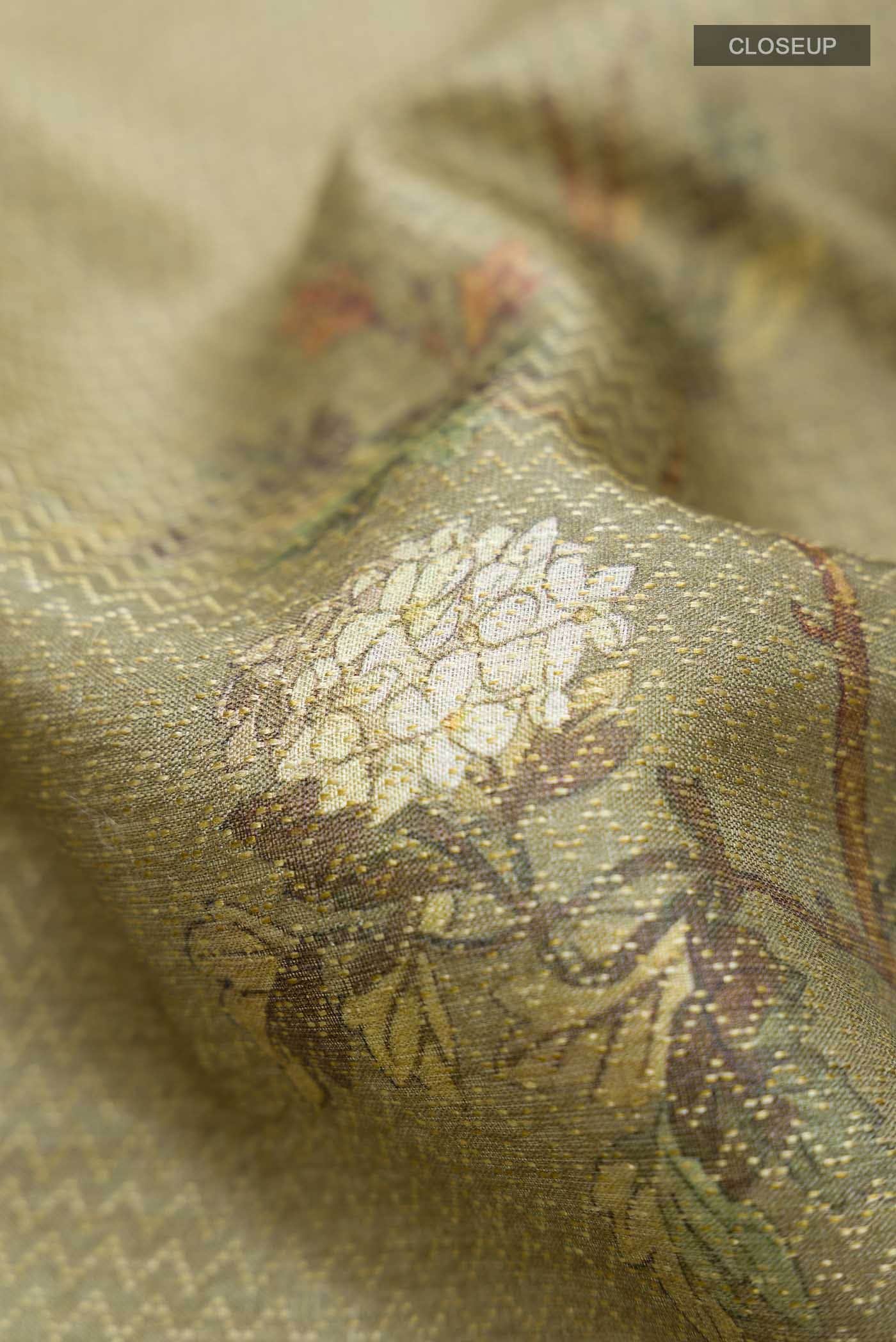 Green Bhagalpuri Tussar Silk Saree - Image 2