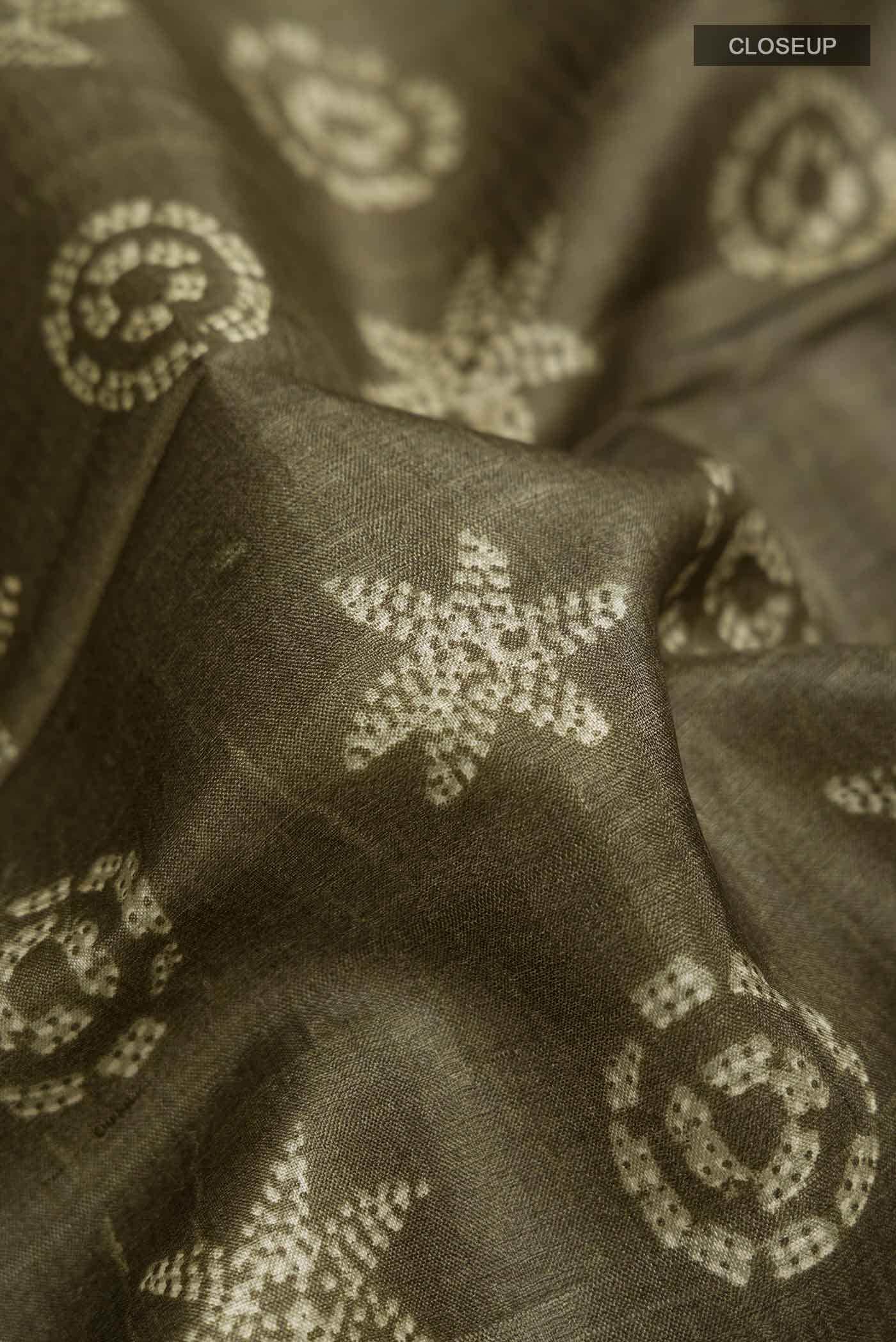 Green Bhagalpuri Tussar Silk Saree - Image 2