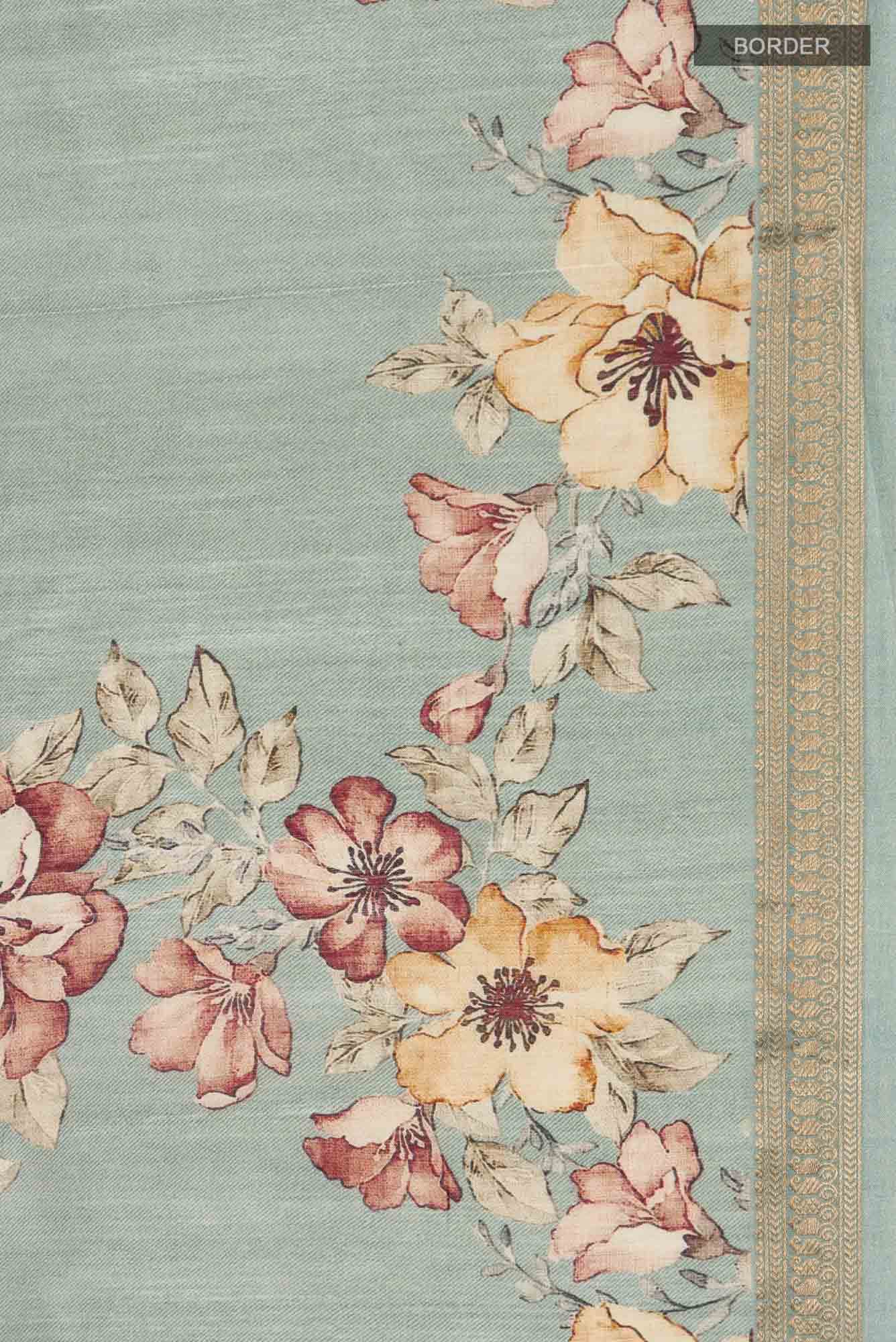 Grey Bhagalpuri Tussar Silk Saree - Image 4
