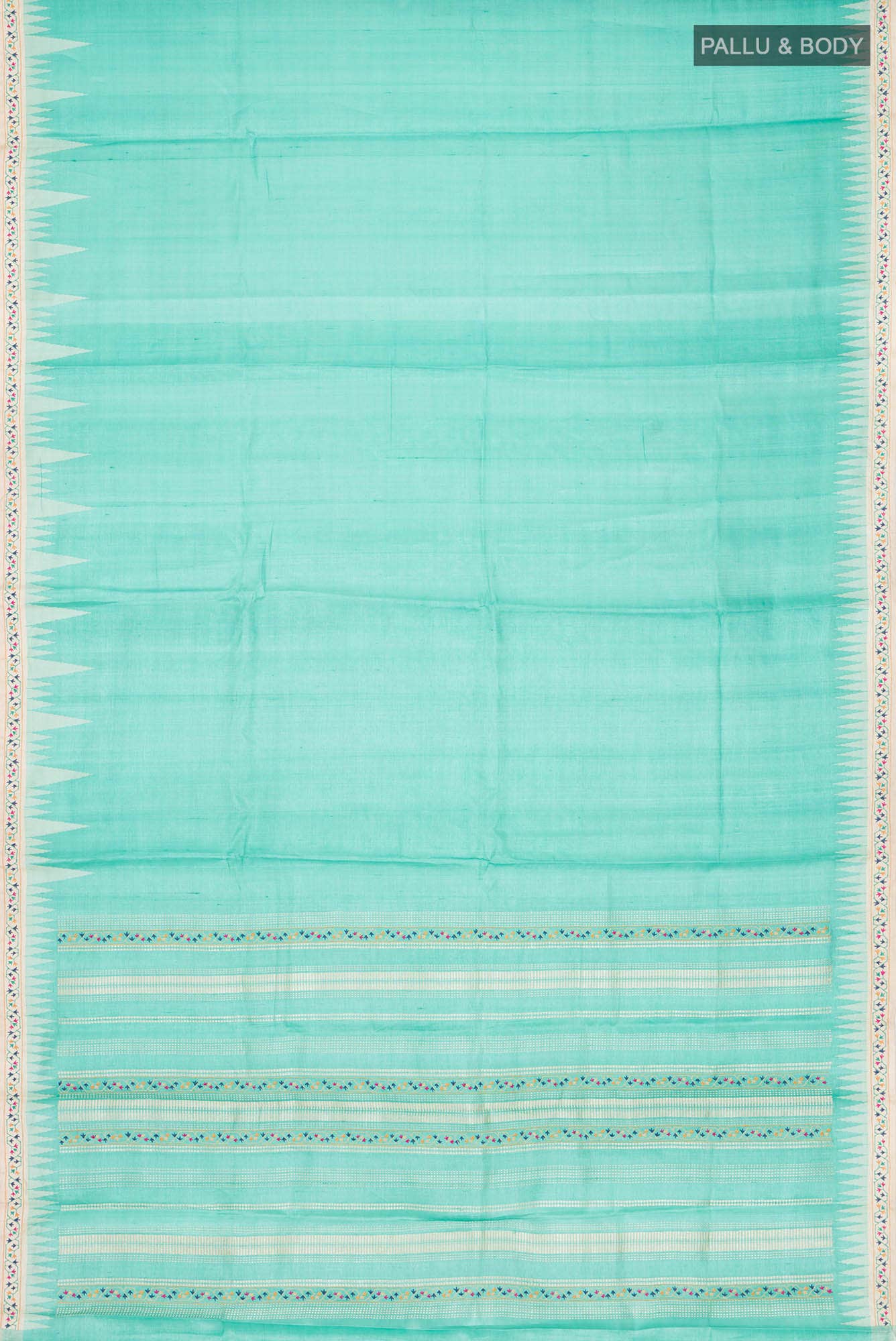 Green Bhagalpuri Tussar Silk Saree - Image 4