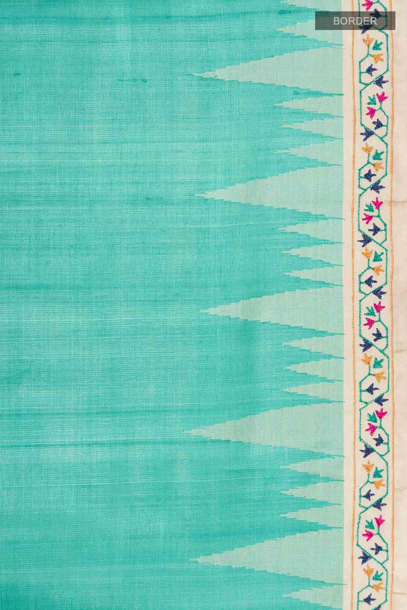 Green Bhagalpuri Tussar Silk Saree - Image 6