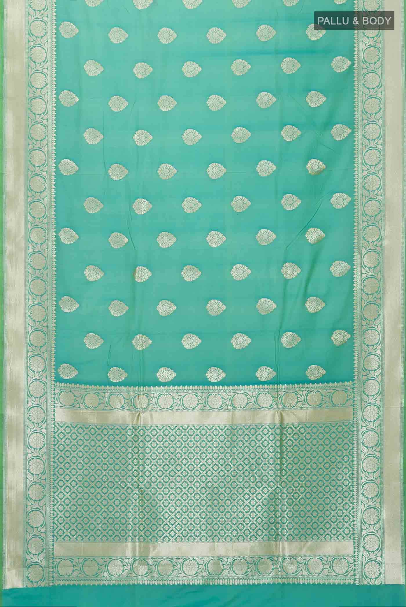 Green Blended Banarasi Silk Saree - Image 2