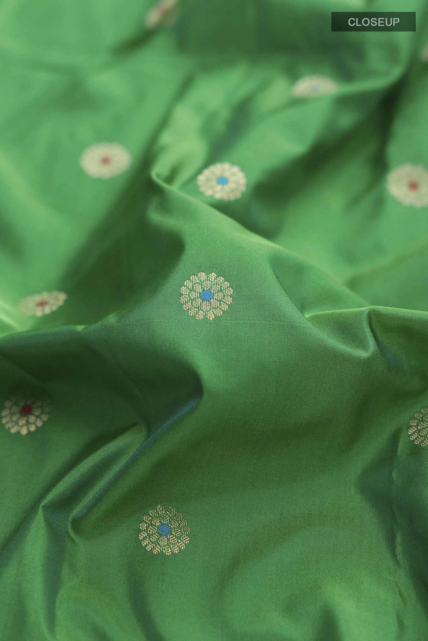 Green Blended Bangalore Silk Saree - Image 2