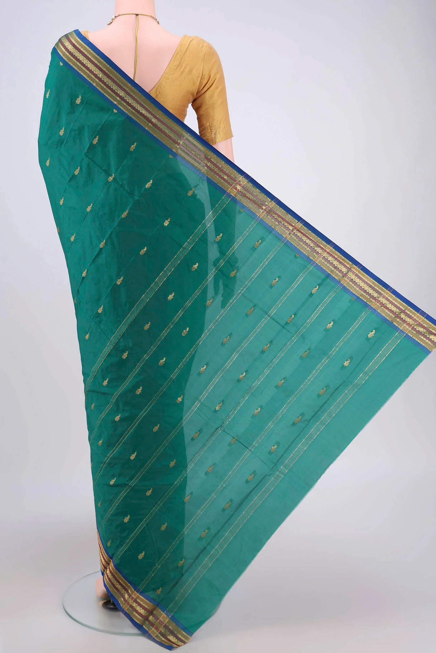 Multi Color Blended Bangalore Silk Saree - Image 3